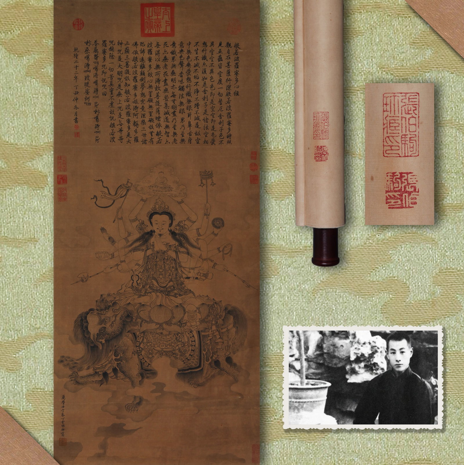 DING YUNPENG (TING YUN-P'ENG), ATTRIBUTED TO, BUDDHA, HANGING SCROLL: Attributed to Ding Yunpeng (Ting Yun-p'eng). Buddha. Ink and color on silk, hanging scroll. 112 x 51 cm. Condition: Creases, stains, and foxing on the mounting and painting. Note: By repute, from the 
