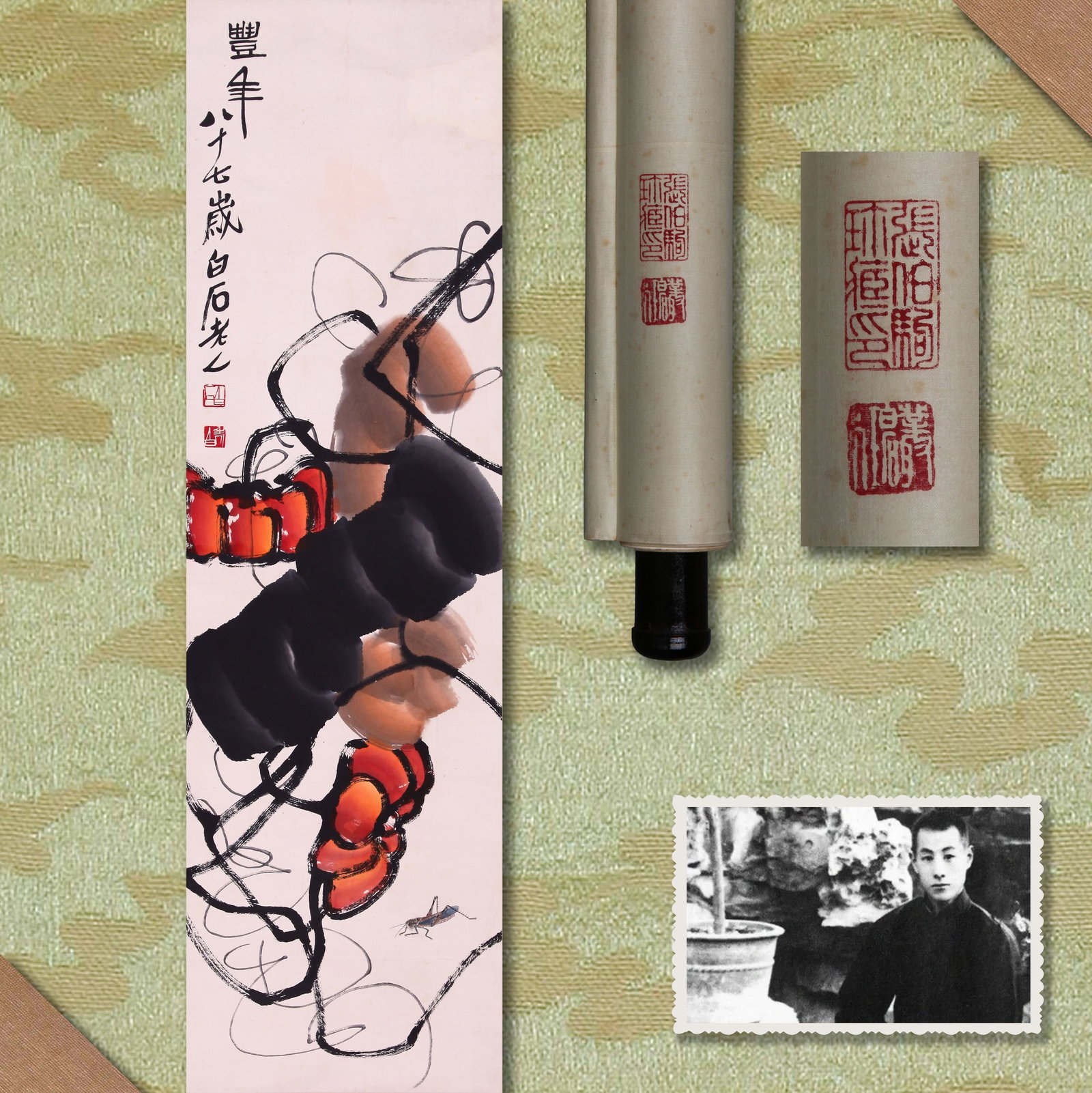 QI BAISHI (CHI PAI-SHIH), ATTRIBUTED TO, PUMPKINS, HANGING SCROLL (1 of 10)