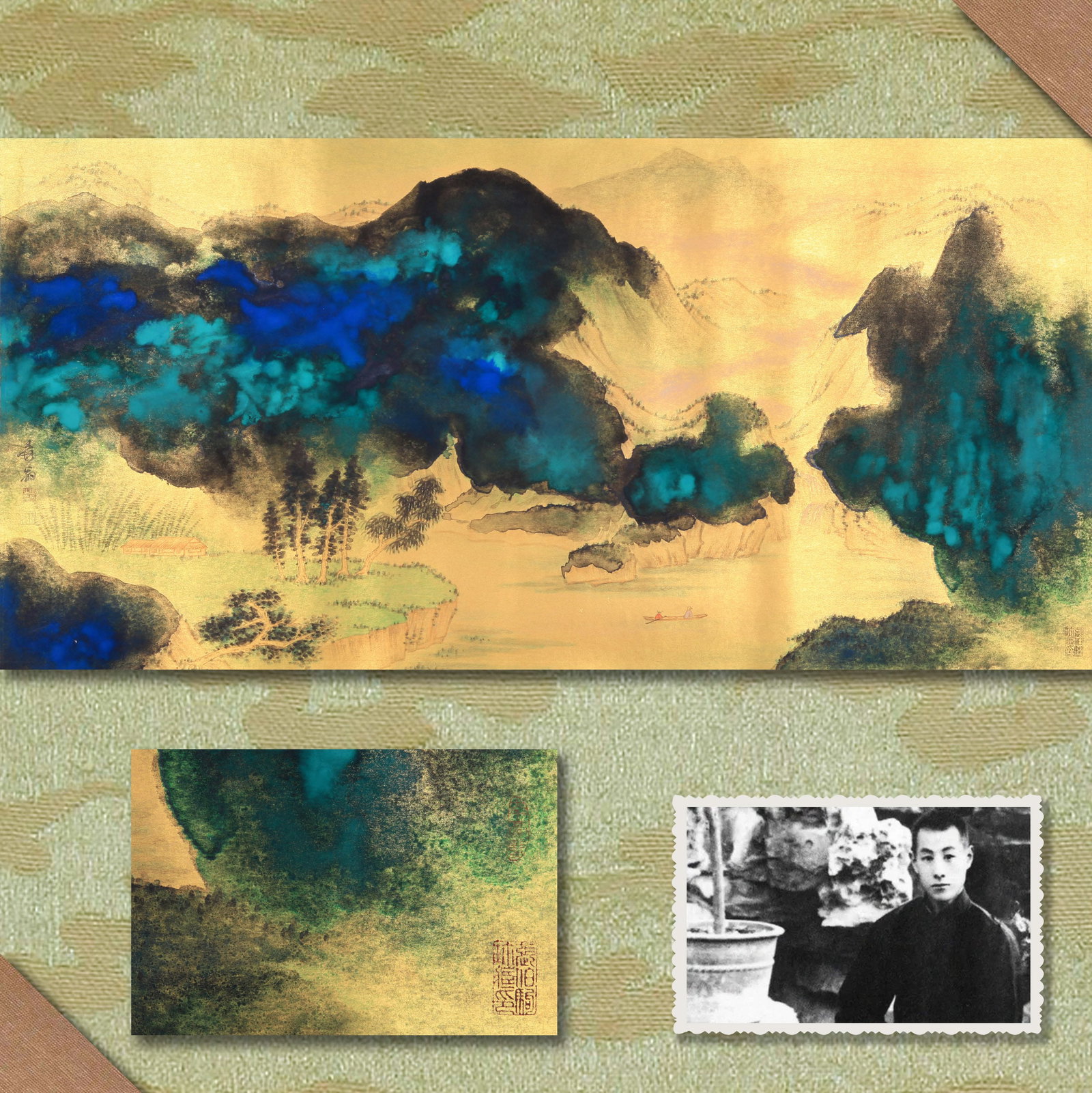 ZHANG DAQIAN (CHANG DAI-CHIEN), ATTRIBUTED TO, LANDSCAPE, MOUNTED FOR FRAMING (1 of 13)