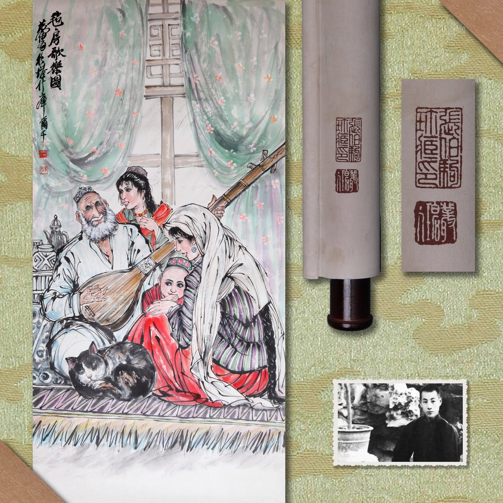 HUANG ZHOU (HUANG CHOU), ATTRIBUTED TO, FIGURES, HANGING SCROLL (1 of 11)