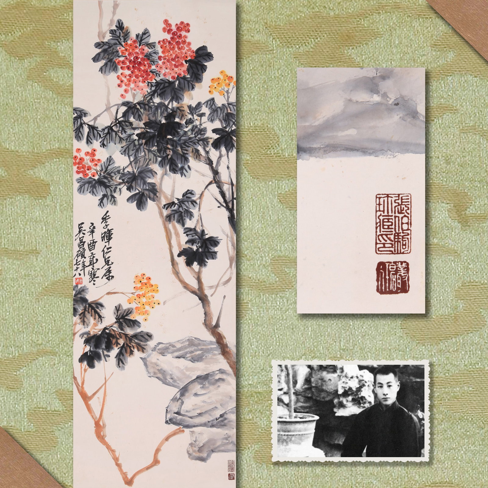 WU CHANGSHUO (WU CH'ANG-SHUO), ATTRIBUTED TO, CORAL, HANGING SCROLL (1 of 11)