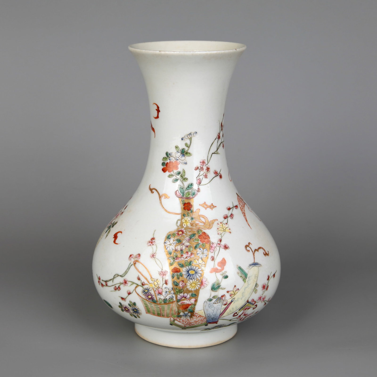 A FAMILLE ROSE 'FLORAL AND EMBLEMS' VASE (ZUN) (1 of 6)