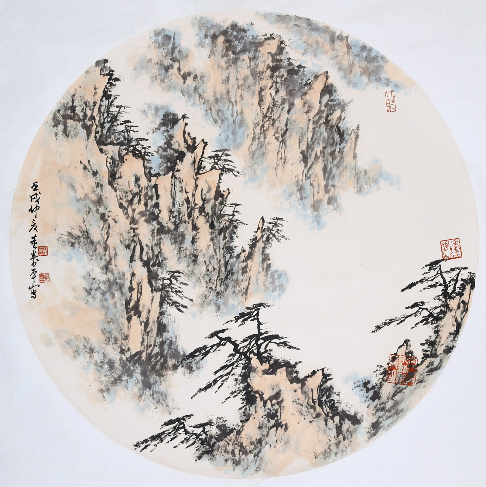 DONG SHOUPING (TUNG SHOU-P'ING), ATTRIBUTED TO, PINES AND CLOUDS, MOUNTED FOR FRAMING (1 of 6)