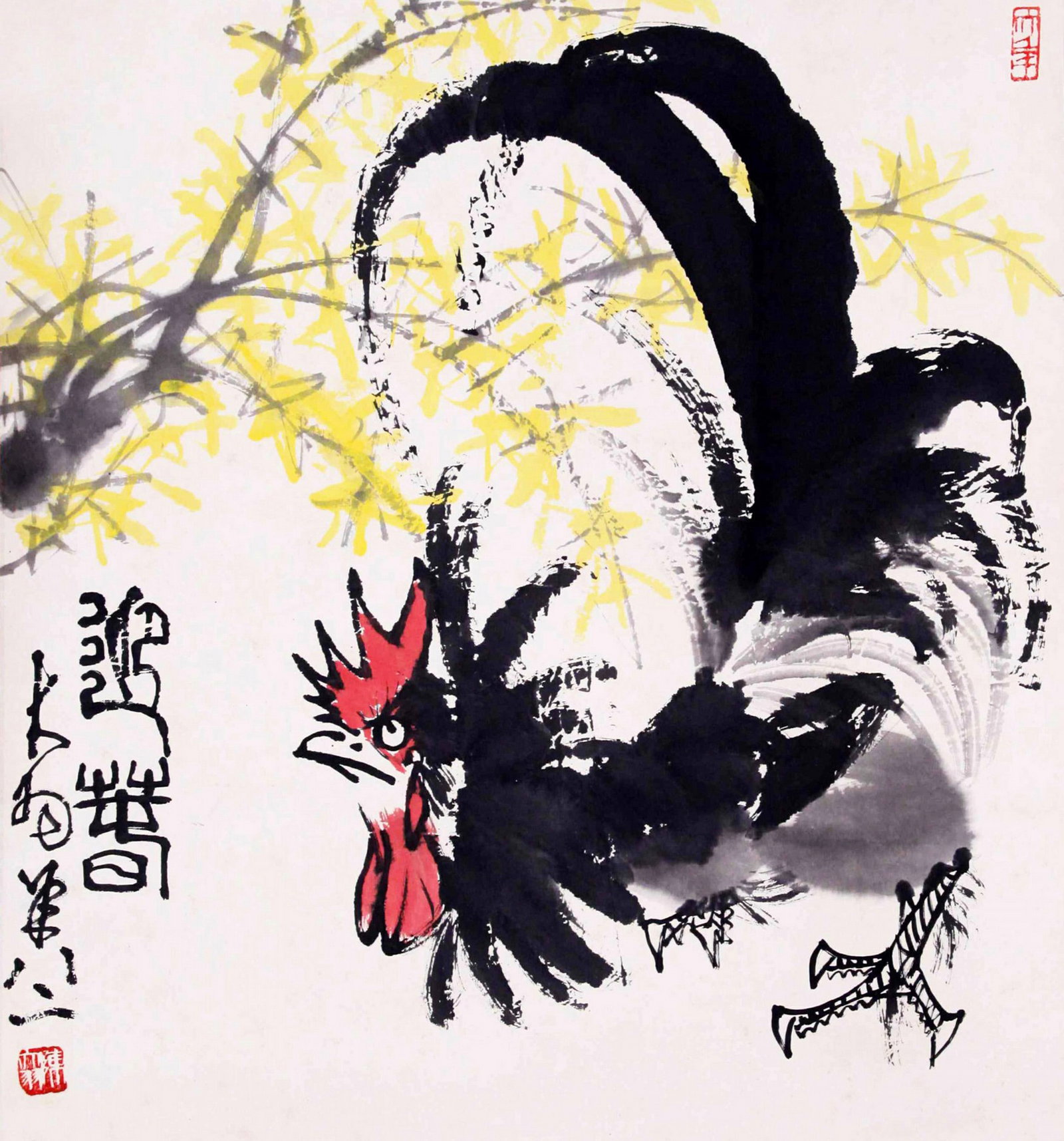 CHEN DAYU (CH'EN TA-YU), ATTRIBUTED TO, ROOSTER AND FLOWERS, HANGING SCROLL (1 of 4)