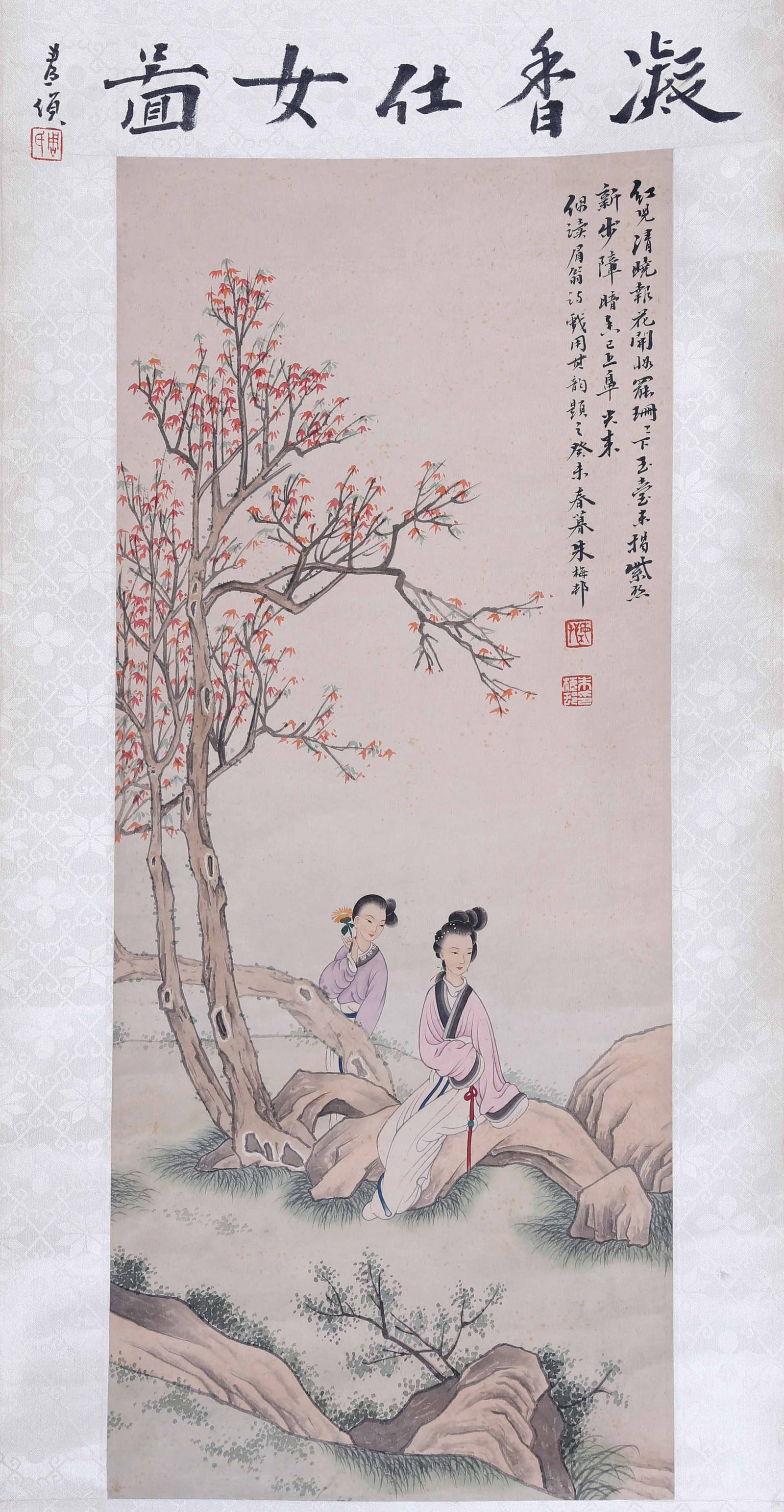 ZHU MEICUN (CHU MEI-TS'UN), ATTRIBUTED TO, BEAUTY, HANGING SCROLL: Attributed to Zhu Meicun (Chu Mei-ts'un). Beauty (Ning Xiang Shi Nv). Ink and color on paper, hanging scroll.