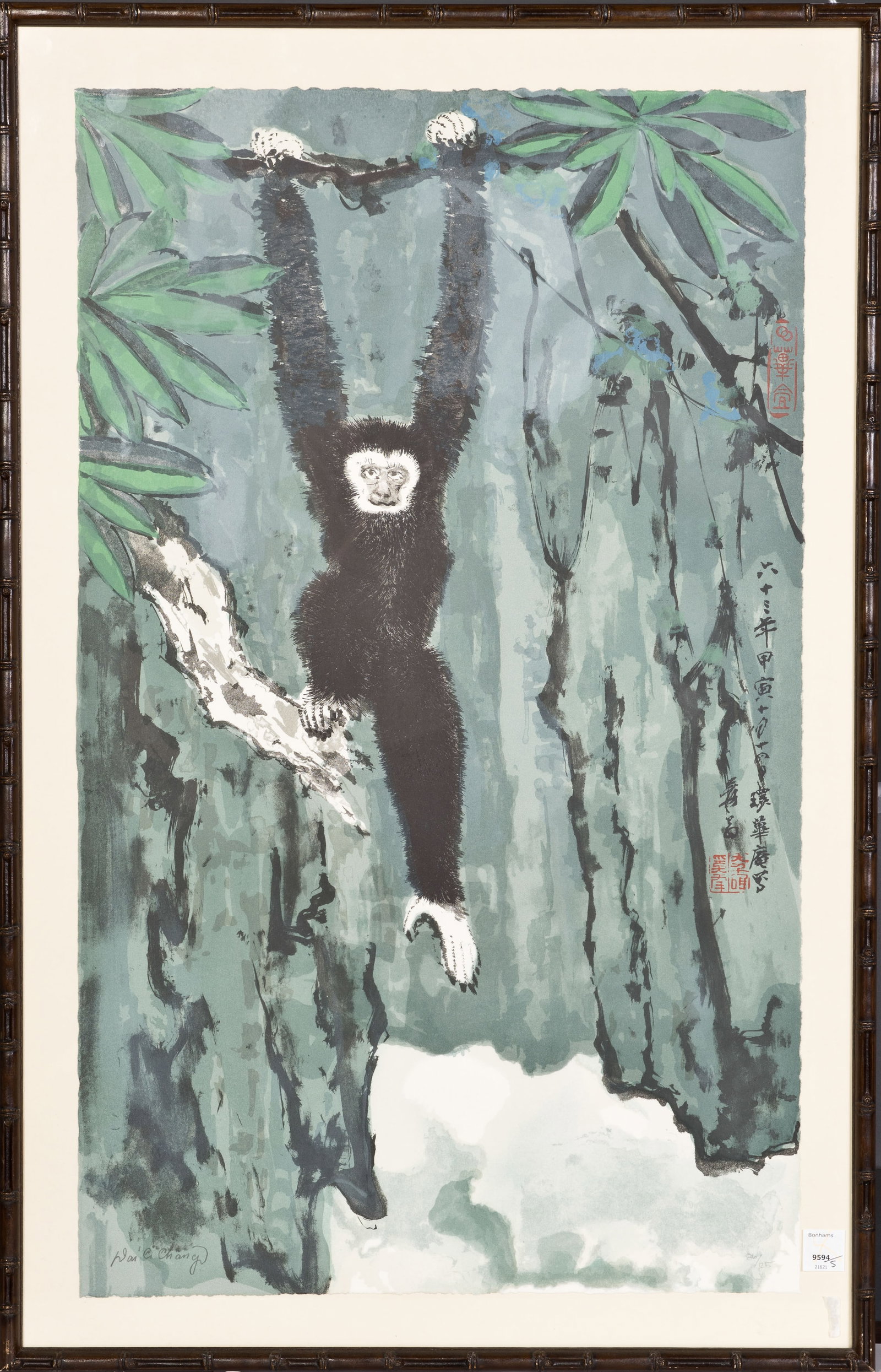 ZHANG DAQIAN (1899-1983), CHINESE LITHOGRAPH OF AN APE (1 of 4)