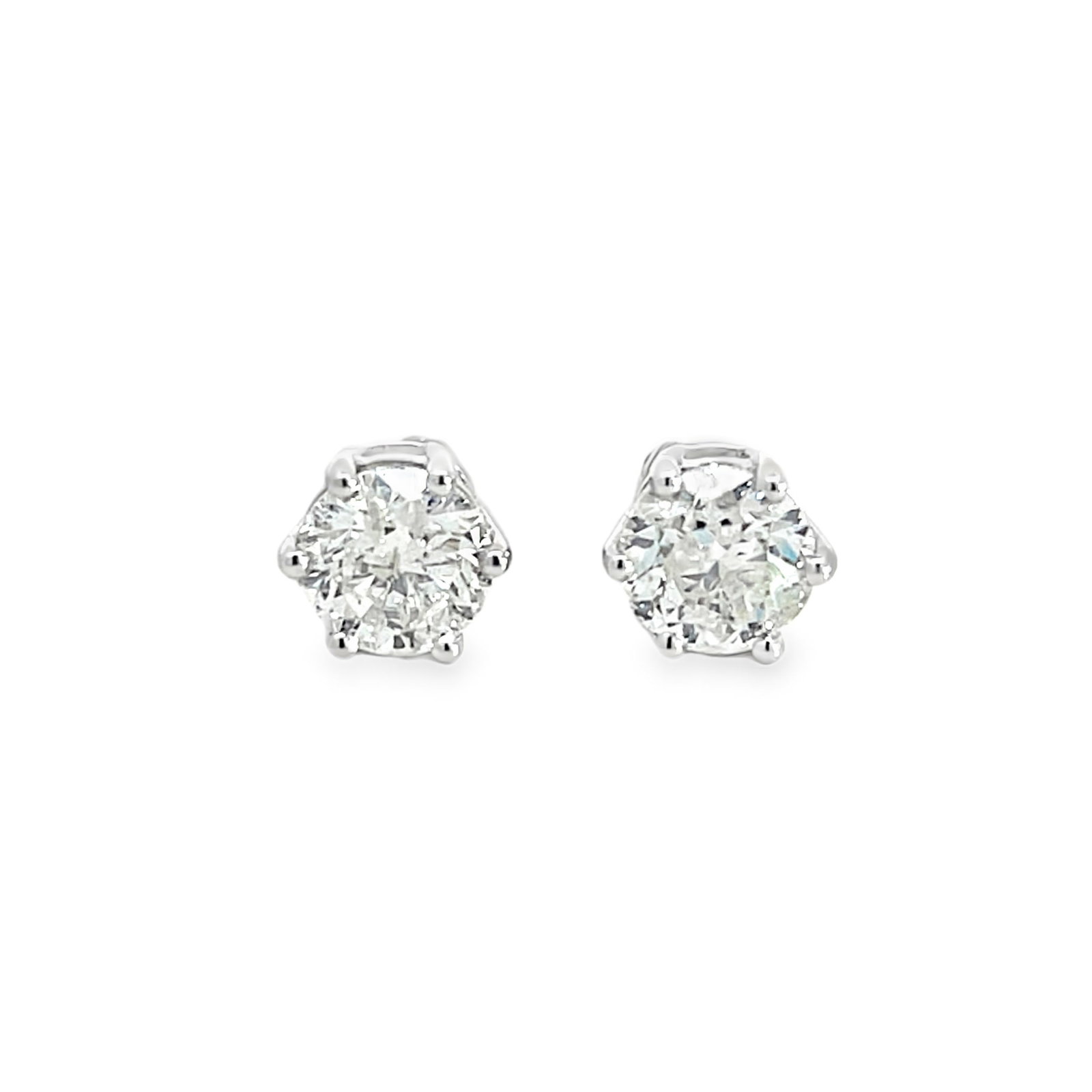14K GOLD, 1.98 CARATS DIAMOND STUD EARRINGS WITH AIGL: 14K gold, 1.98 carats diamond stud earrings with AIGL. 1.6 grams 14K gold earrings set with 1.98 carats of diamonds (AIGL).