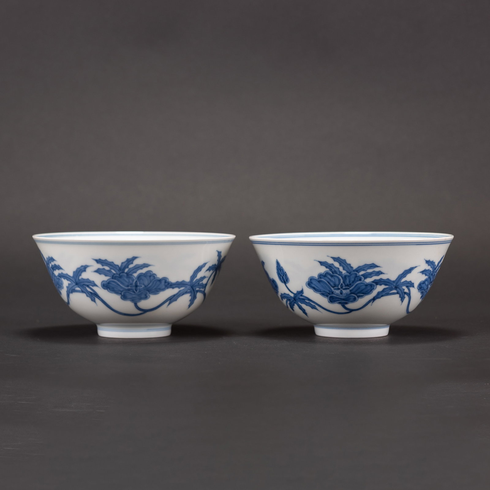A PAIR OF BLUE AND WHITE "FLORAL" BOWLS, CHENGHUA MARK (1 of 6)