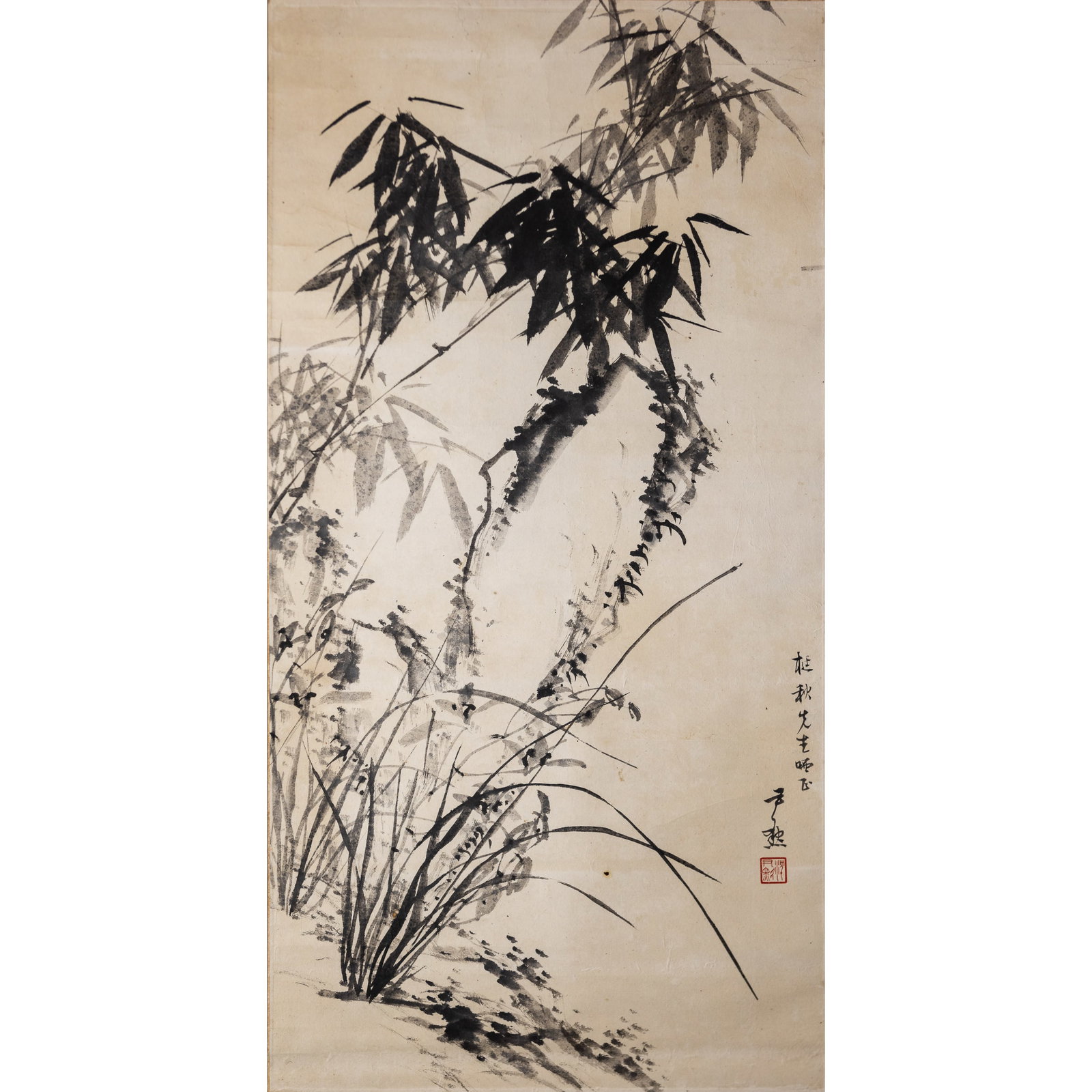 SHEN YINMO (1883-1971), CHINESE PAINTING SCROLL OF BAMBOO (1 of 6)