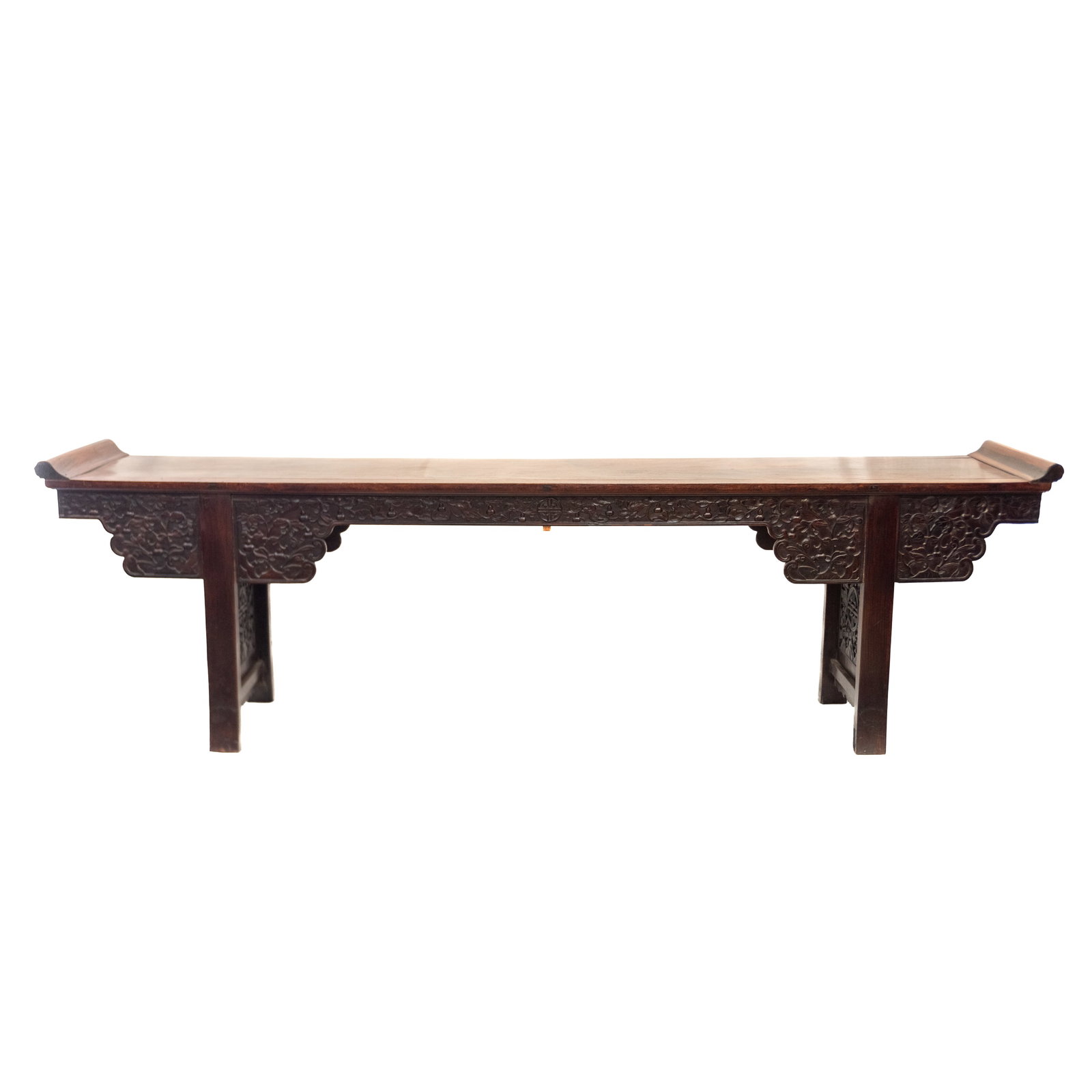 LARGE CHINESE ROSEWOOD AND HONGMU TABLE: A Chinese rosewood and hongmu table. 33.46"h x 67.72"w x 21.65"l (85 x 172 x 55 cm)