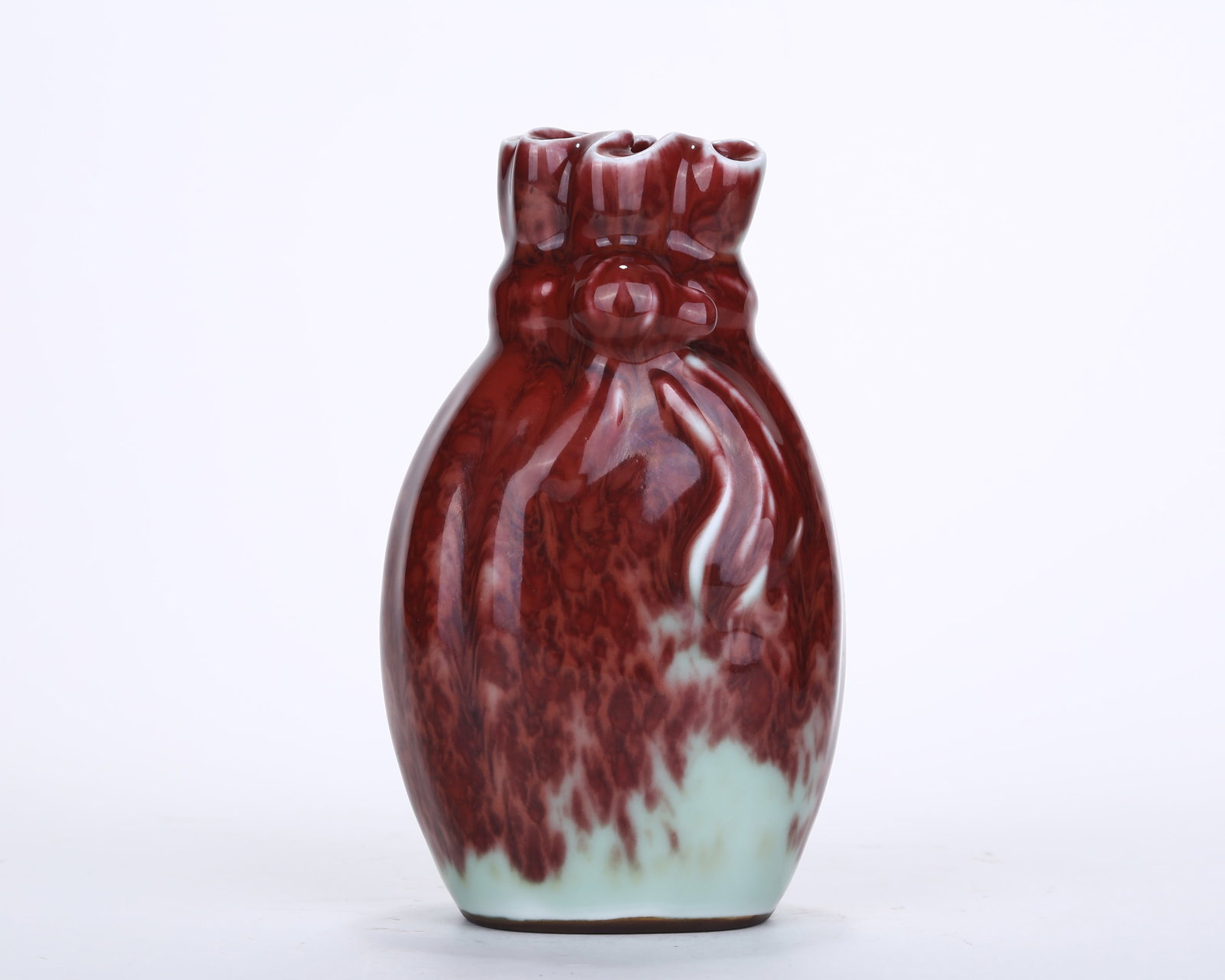 A RED-GLAZED BUNDLE-FORM VASE - 2