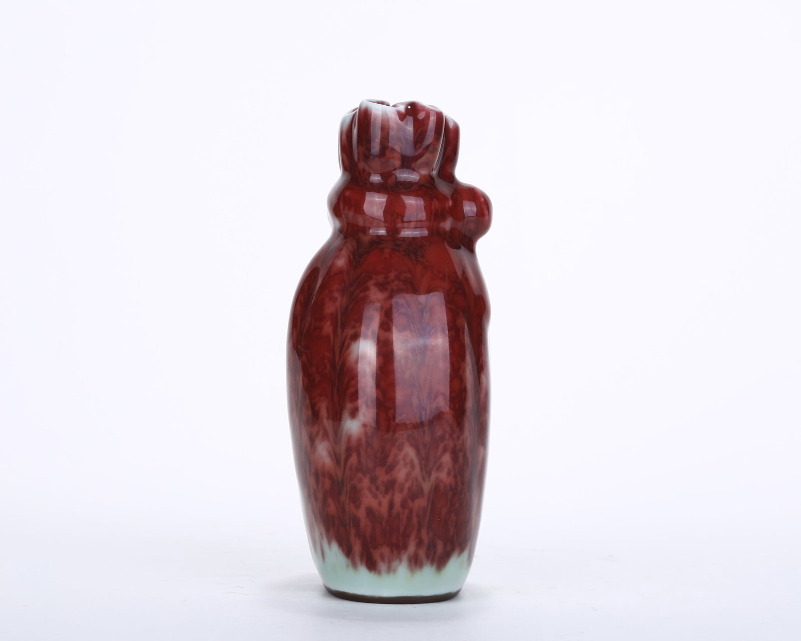 A RED-GLAZED BUNDLE-FORM VASE - 7