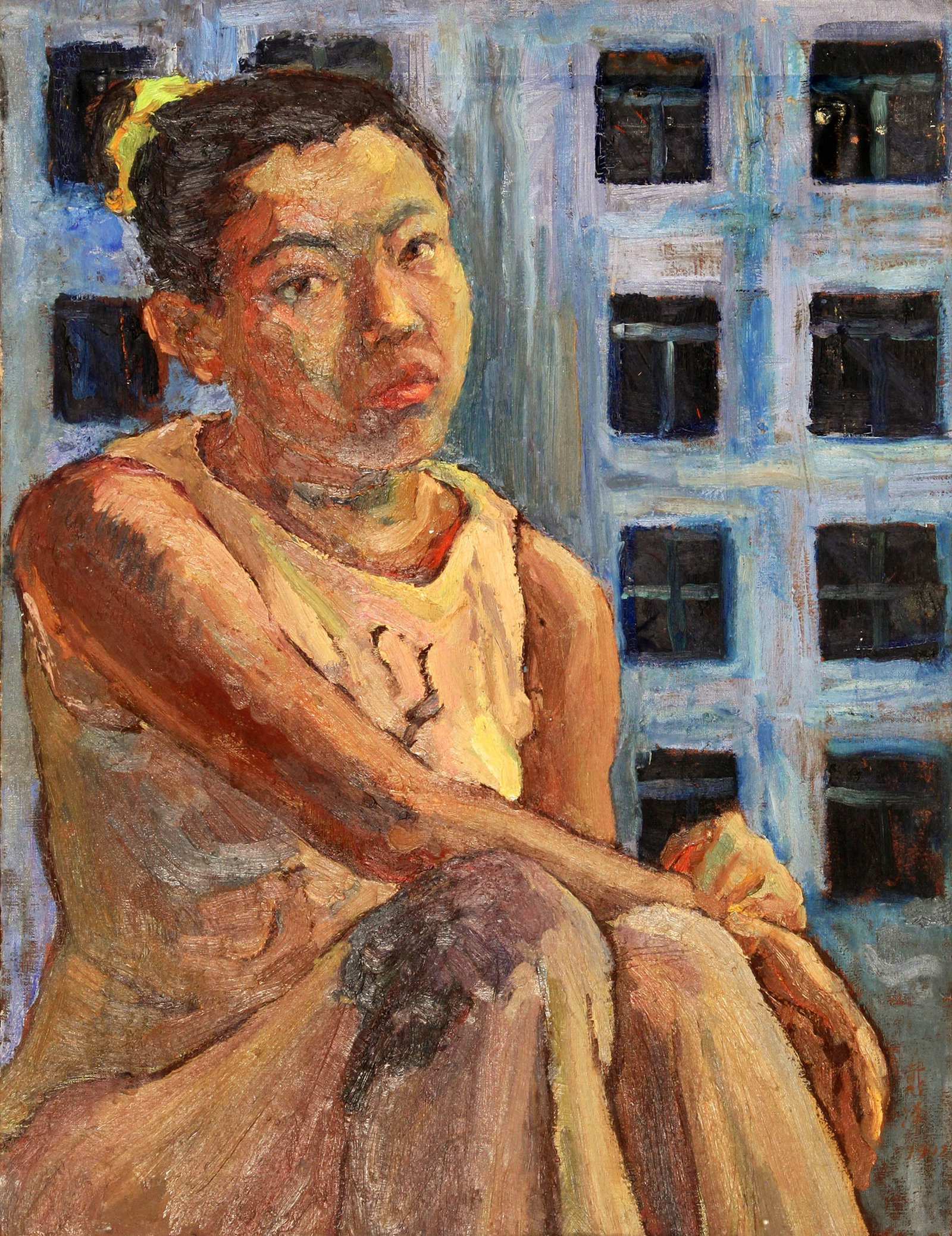 DAI ZE, ATTRIBUTED TO, SEATED GIRL, OIL ON CANVAS (1 of 5)