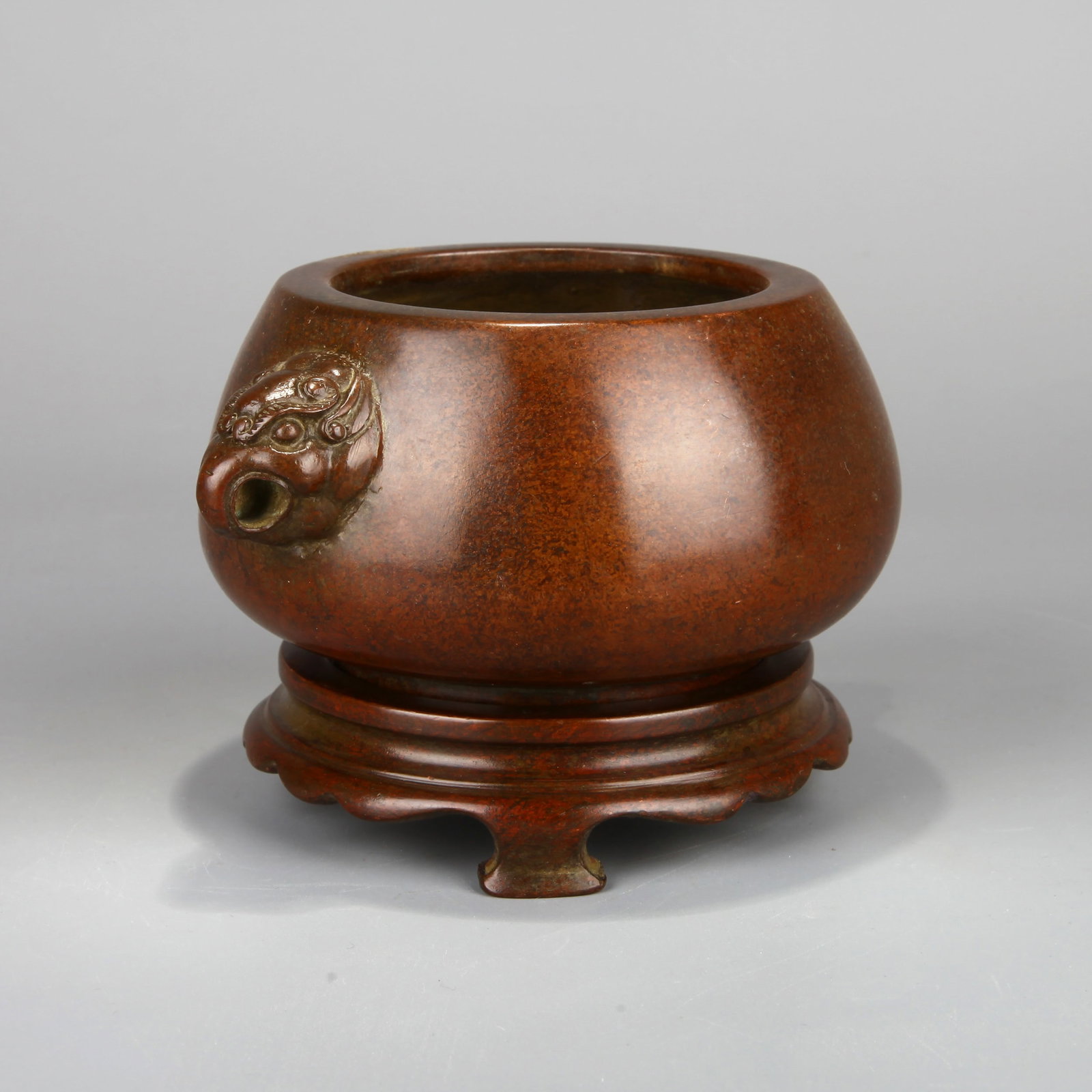 A BRONZE EAGLE-HANDLED CENSER - 2