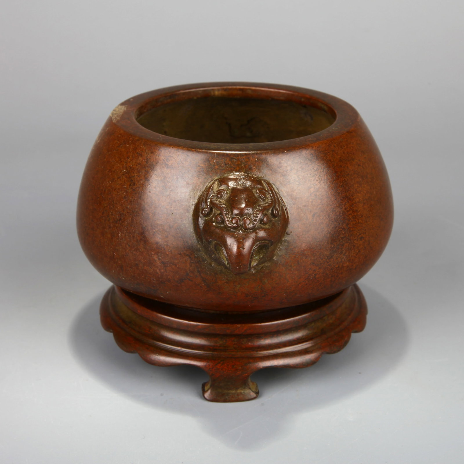 A BRONZE EAGLE-HANDLED CENSER - 3