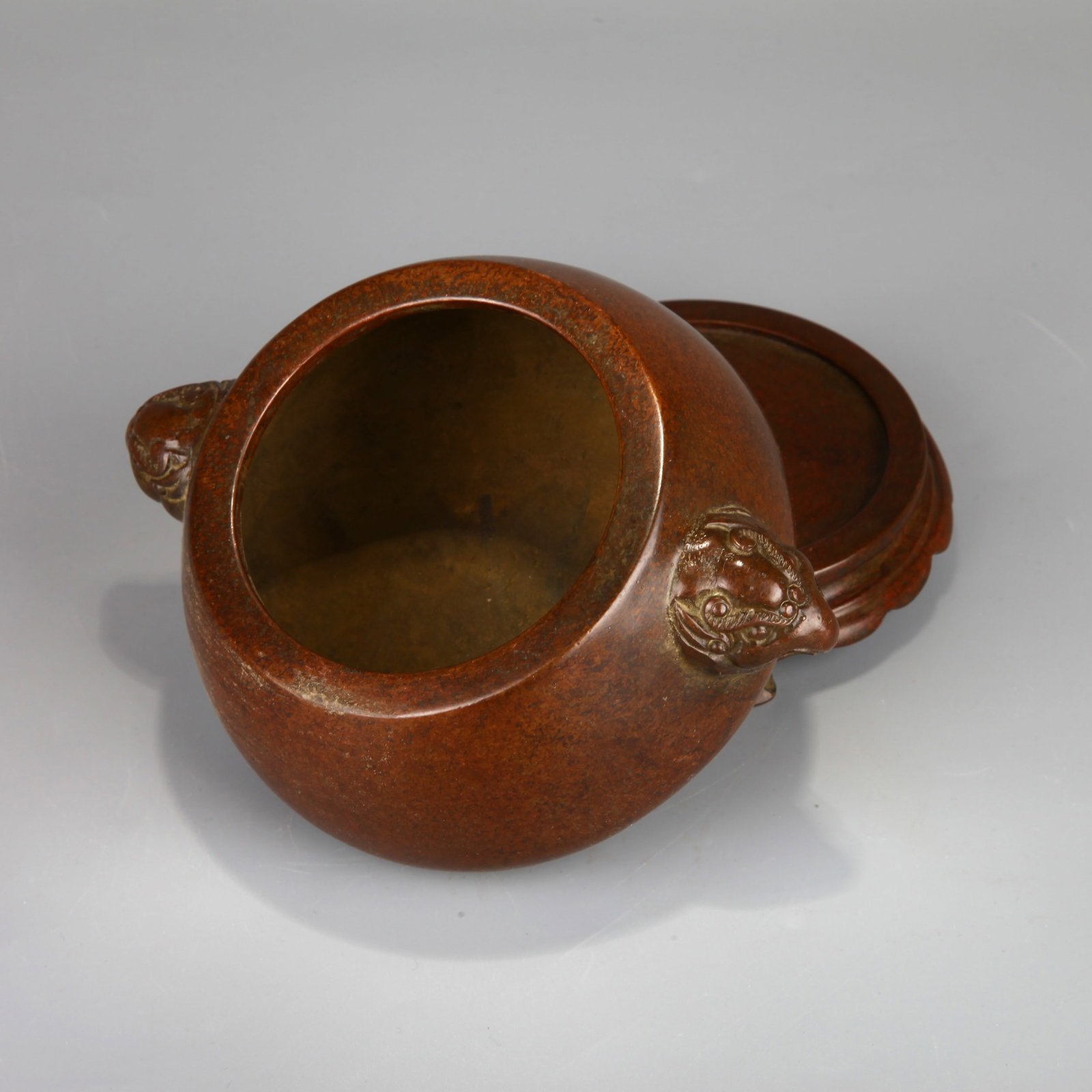 A BRONZE EAGLE-HANDLED CENSER - 5
