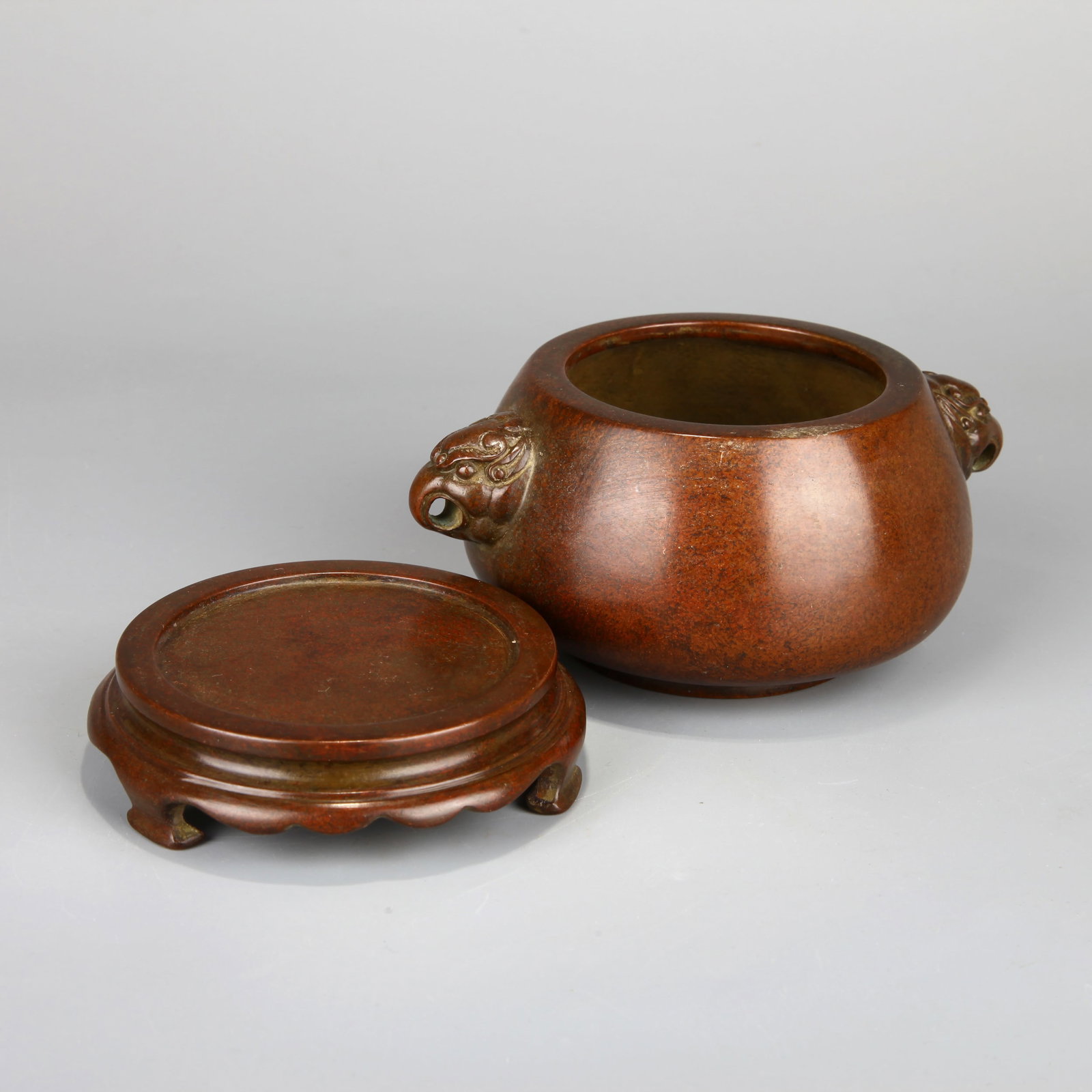 A BRONZE EAGLE-HANDLED CENSER - 6