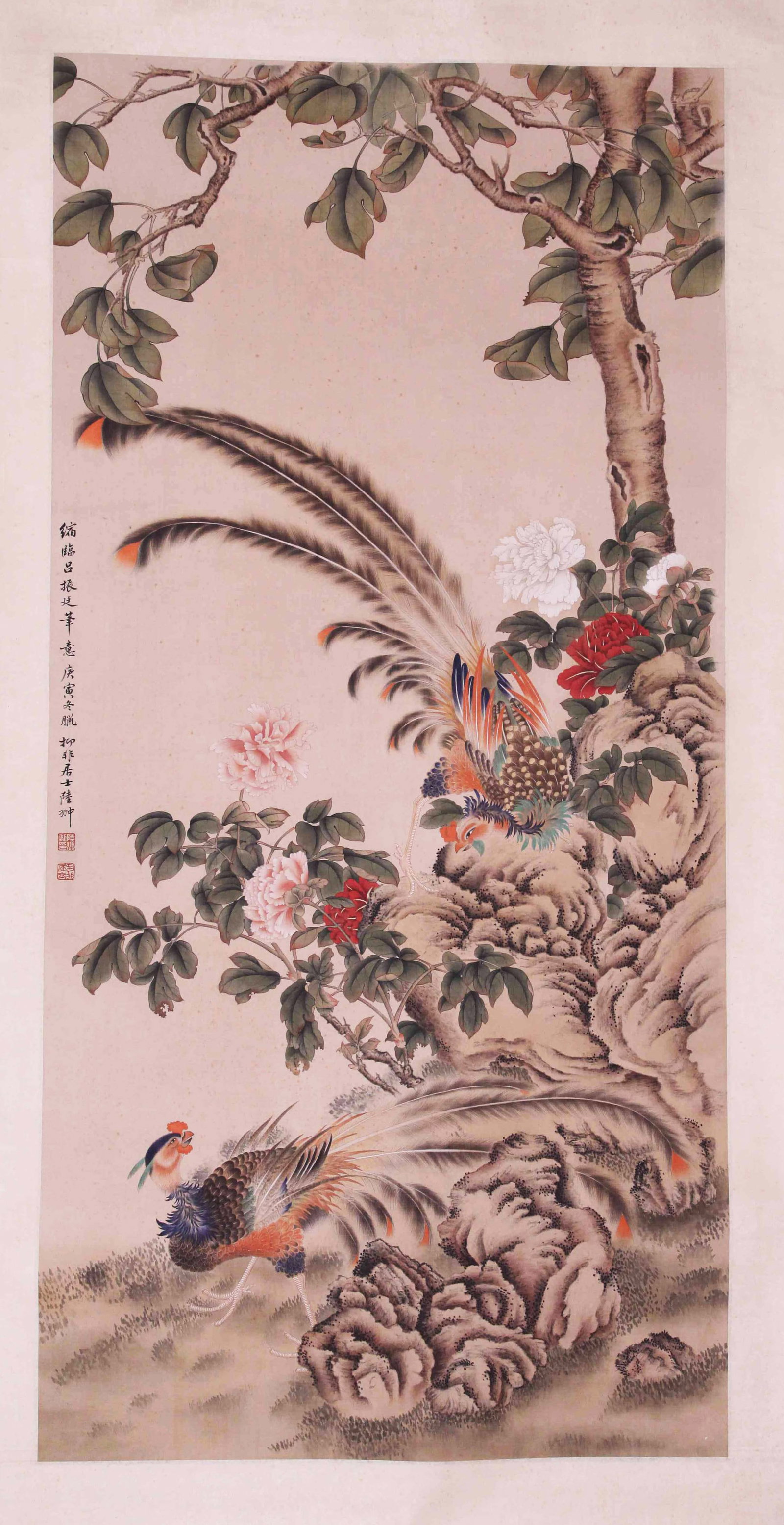 LU YIFEI, ATTRIBUTED TO, TWO PHOENIXES, MOUNTED FOR FRAMING (1 of 5)