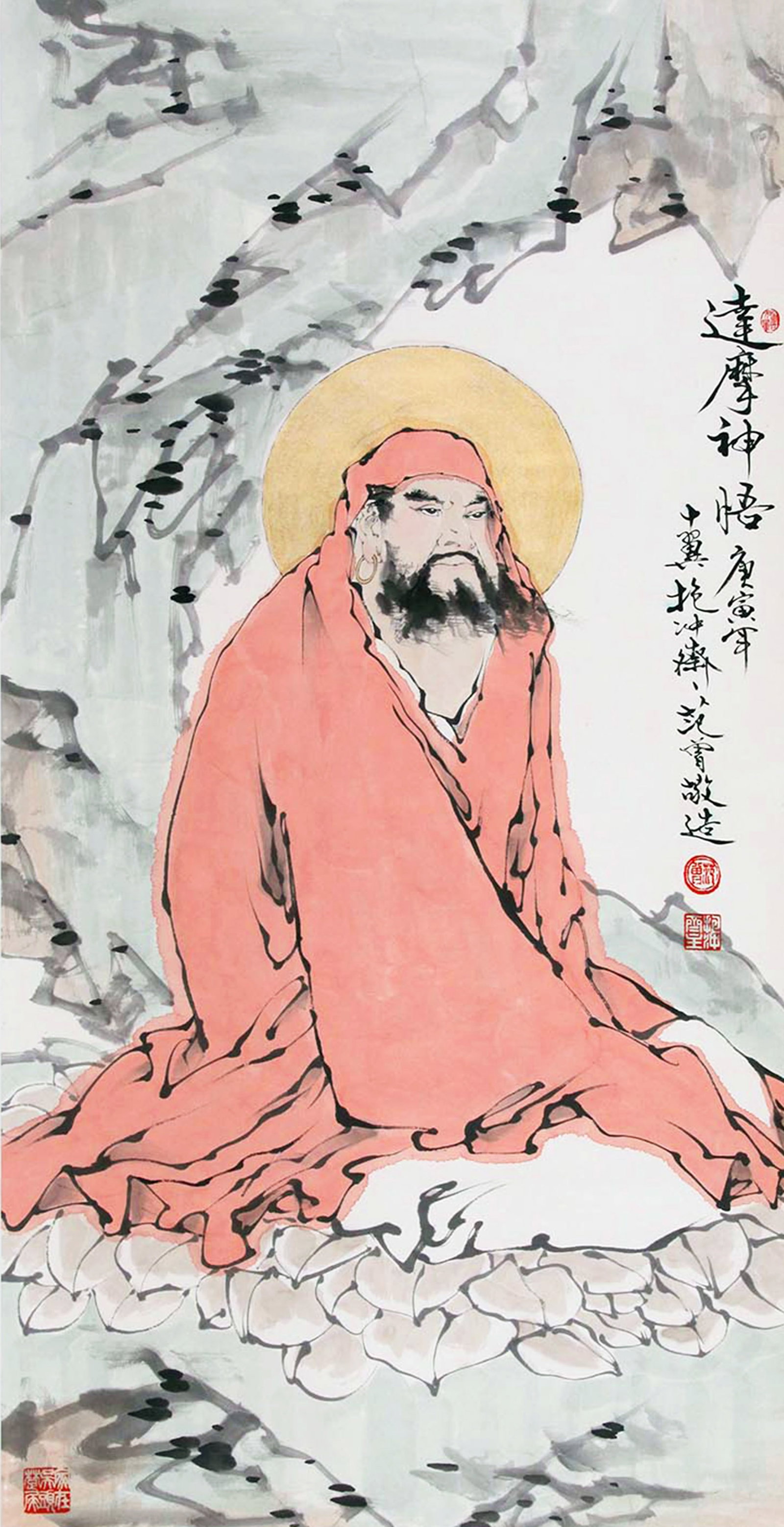 FAN ZENG, ATTRIBUTED TO, BODHIDHARMA, HANGING SCROLL (1 of 5)