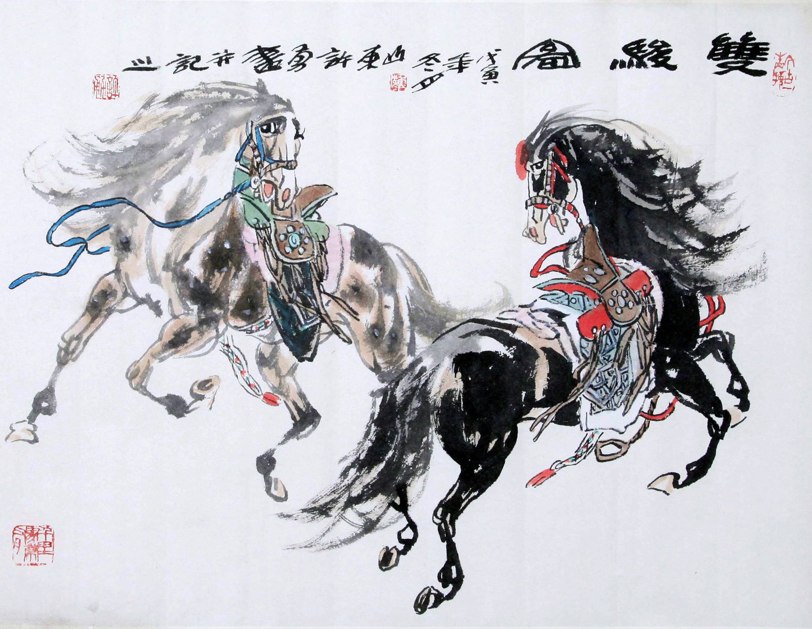 XU YONG, ATTRIBUTED TO, TWO HORSES, MOUNTED FOR FRAMING (1 of 4)