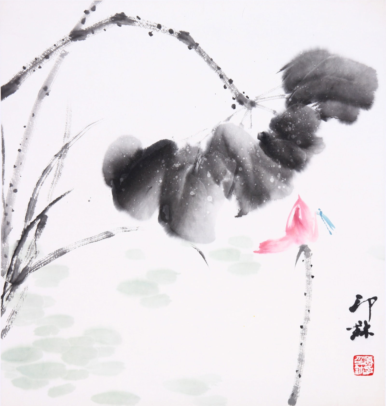 XIAO LANG, ATTRIBUTED TO, LOTUS POND, MOUNTED FOR FRAMING (1 of 5)