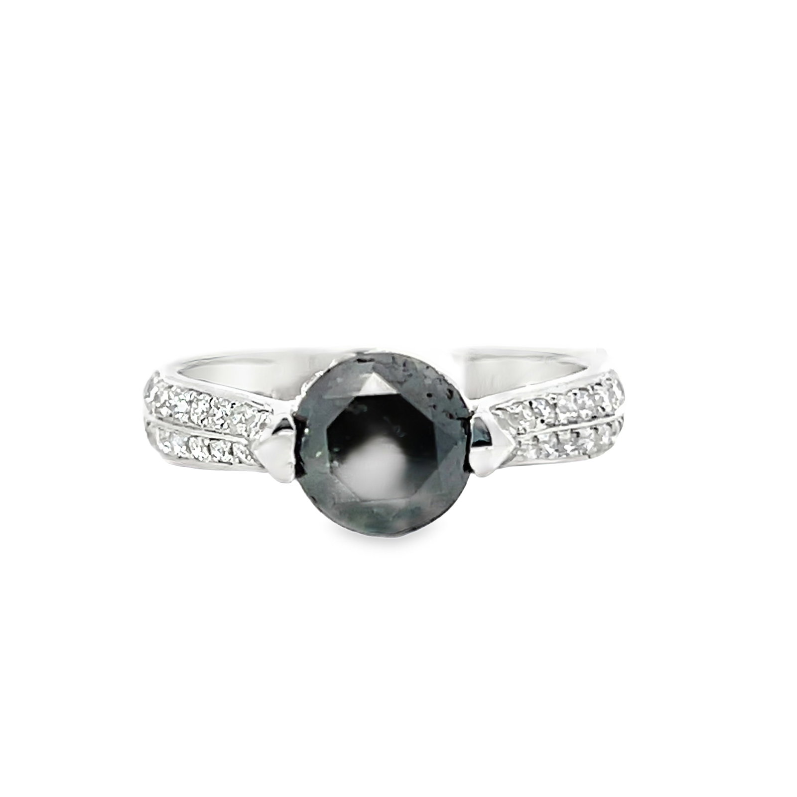 18K GOLD AND BLACK DIAMOND RING WITH GGA: 18K gold and black diamond ring with GGA. 3.6 grams 18K gold ring set with 0.51 carats of diamonds and 1.82 carats black diamonds.