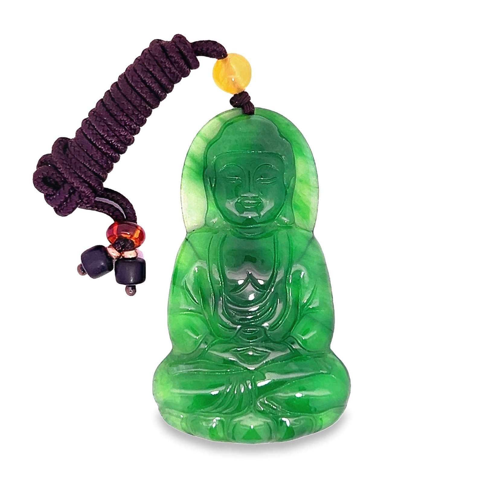 A GUANYIN-SHAPED JADE PENDANT: A Guanyin-shaped jade pendant. H6.8 x 4 cm