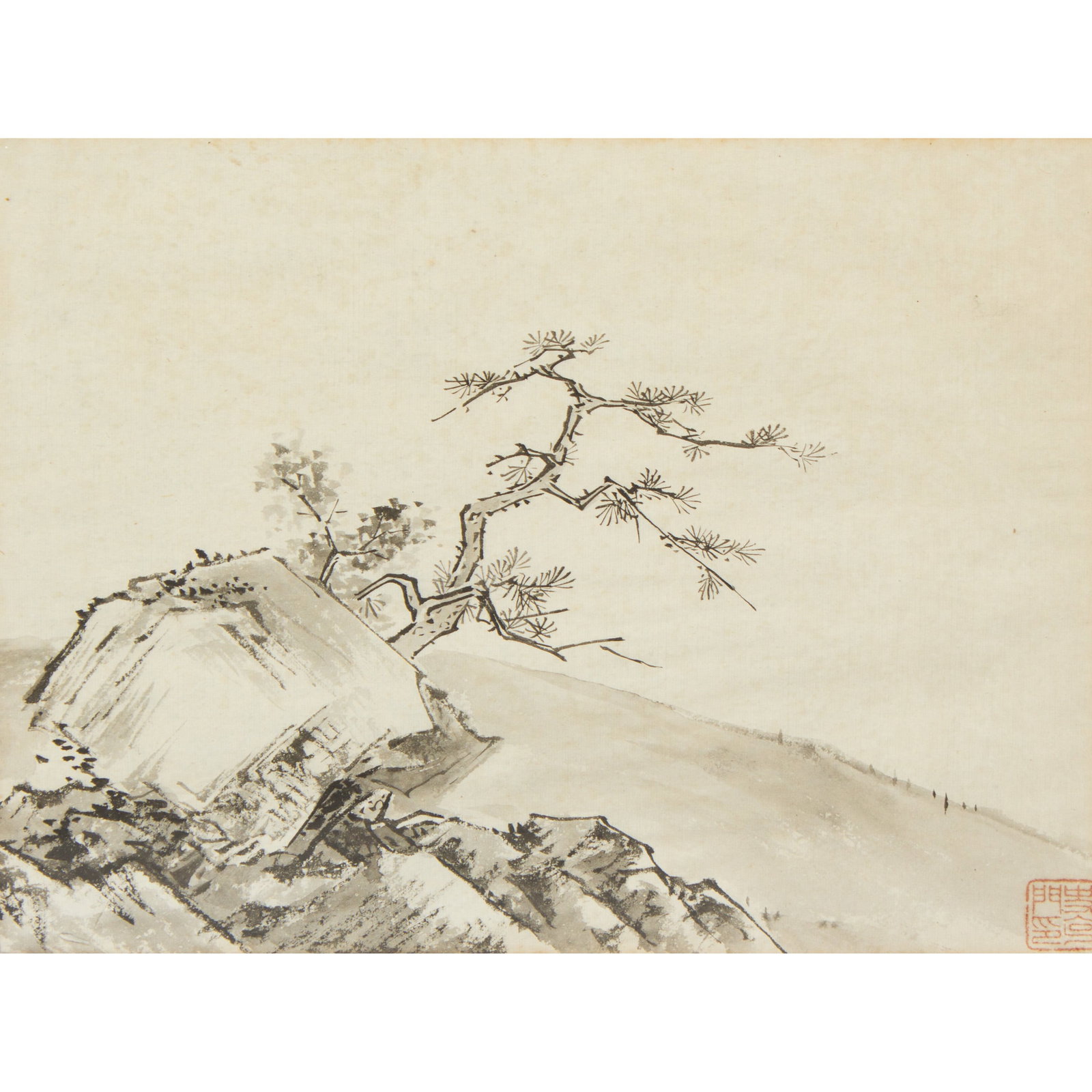 ANONYMOUS (QING DYNASTY), CHINESE PAINTING OF TREE ON ROCK (1 of 6)