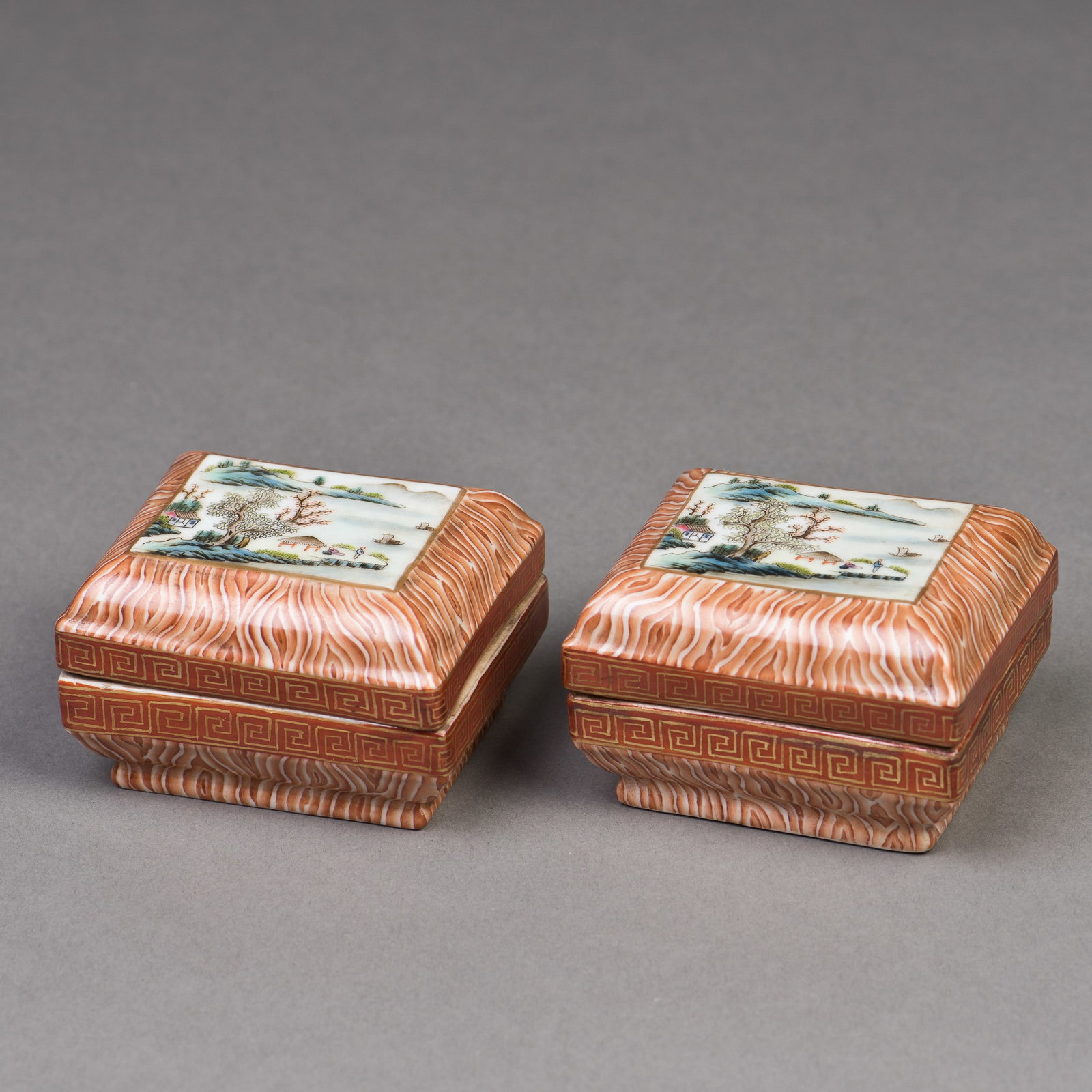 A PAIR OF PORCELAIN INK BOXES (1 of 3)