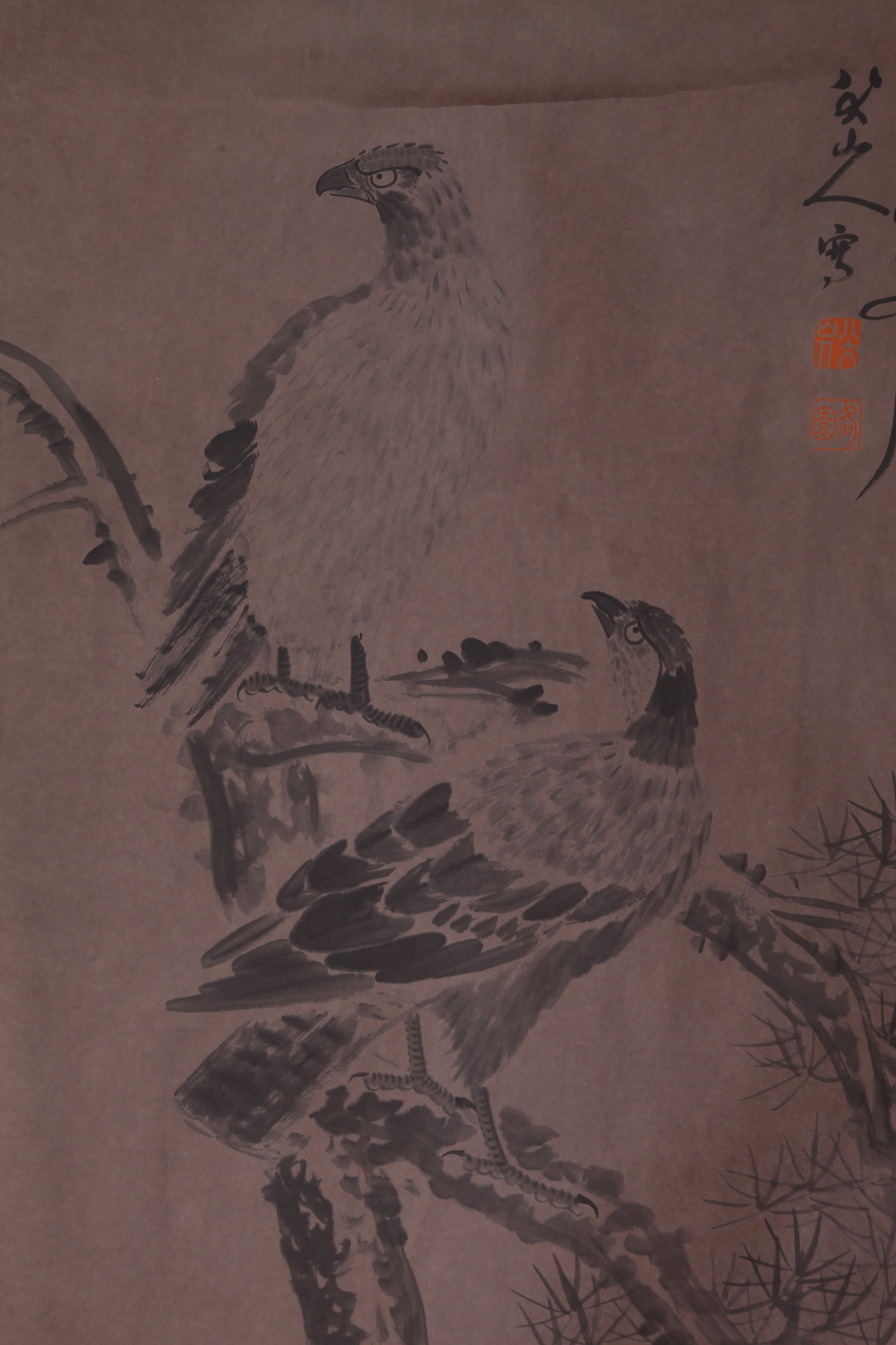 BADA SHANREN, ATTRIBUTED TO, TWO EAGLES, HANGING SCROLL - 3