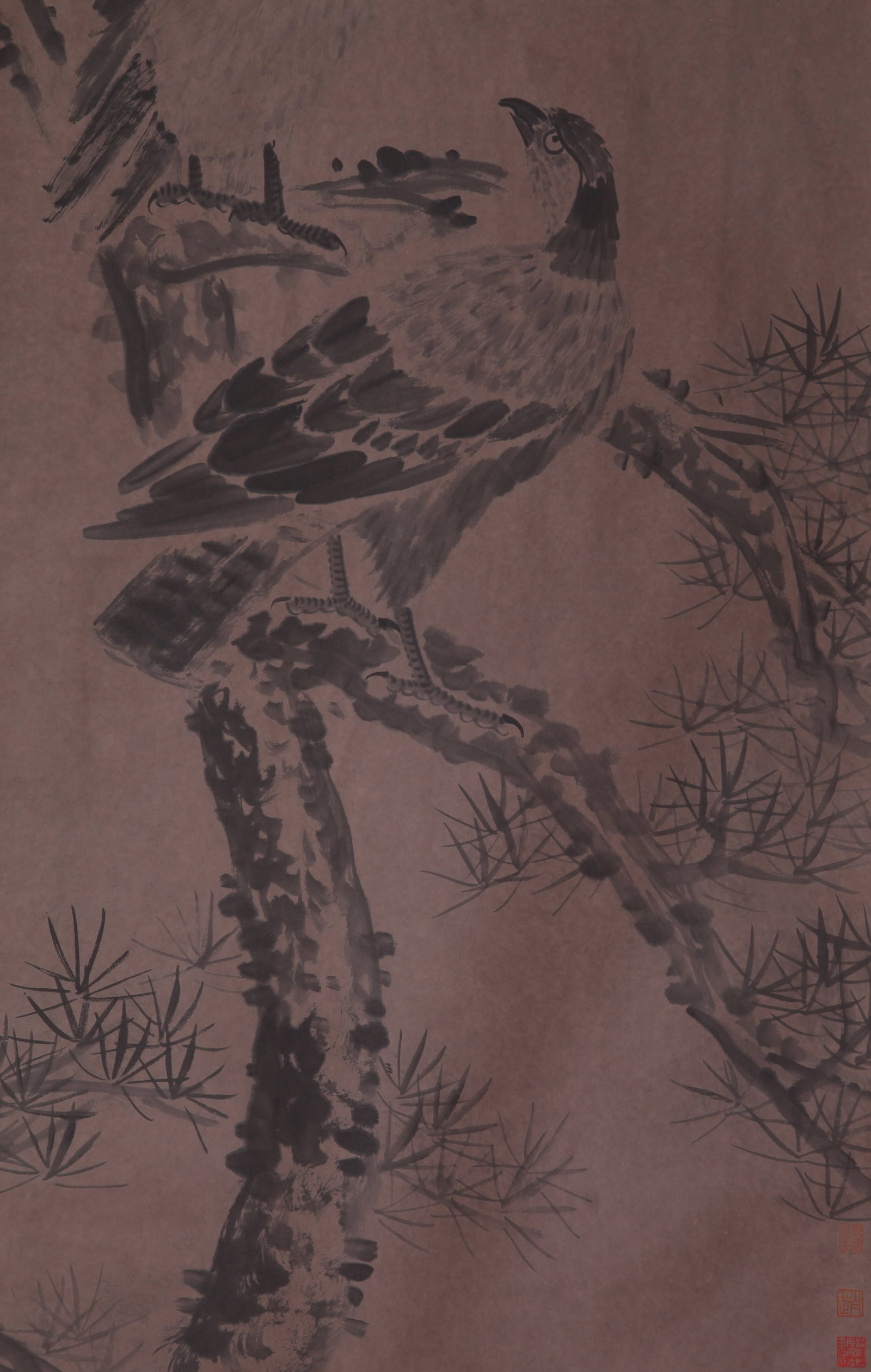BADA SHANREN, ATTRIBUTED TO, TWO EAGLES, HANGING SCROLL - 8