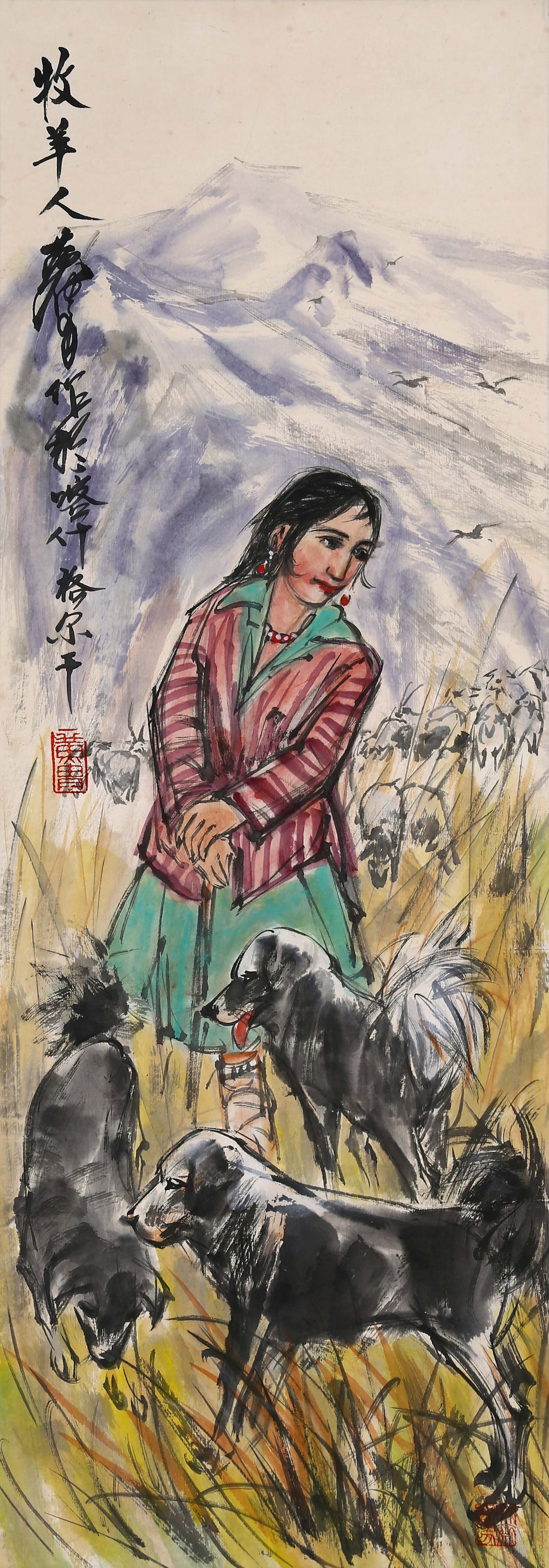 HUANG ZHOU, ATTRIBUTED TO, SHEPHERD, HANGING SCROLL