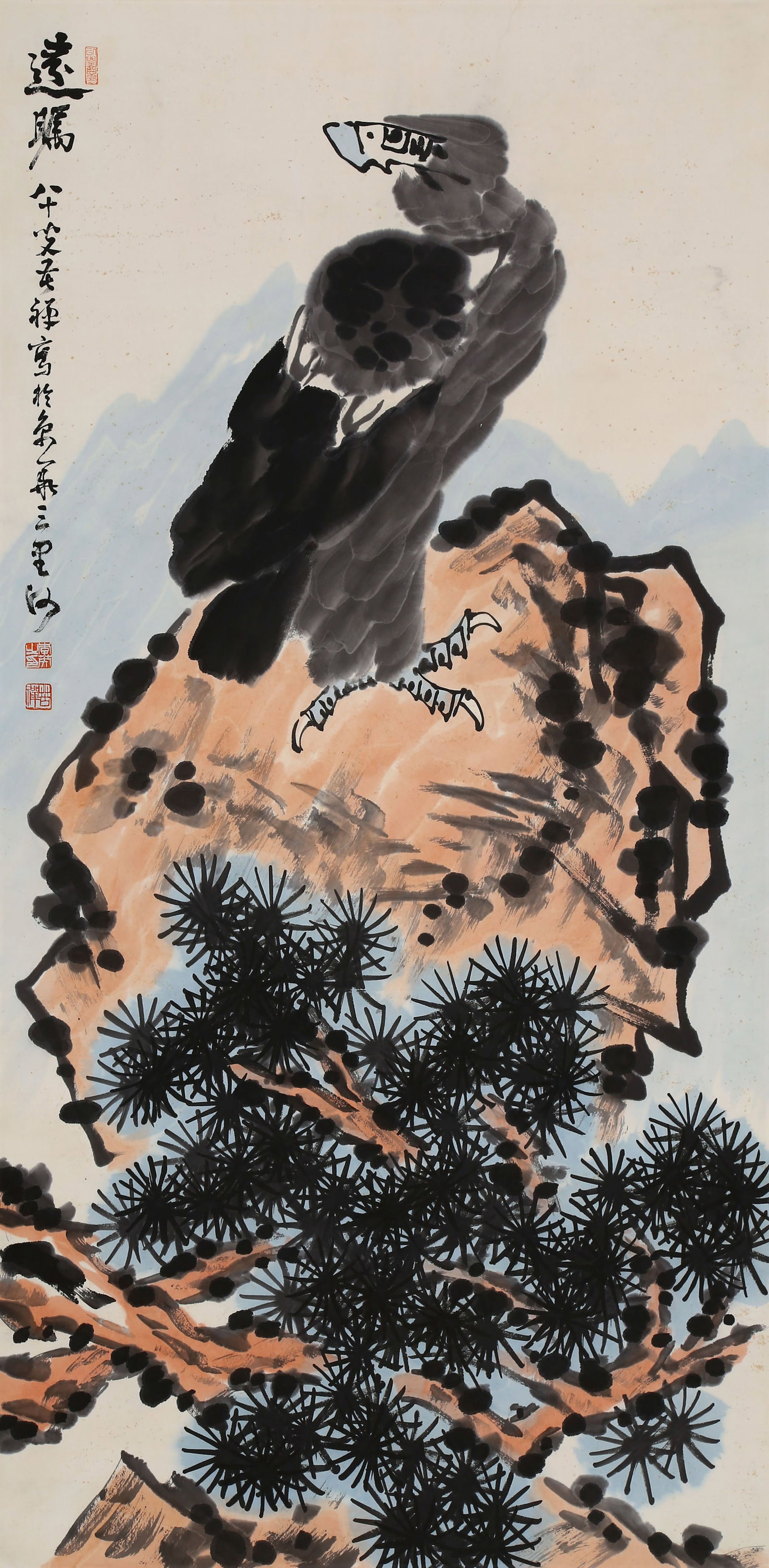 LI KUCHAN, ATTRIBUTED TO, EAGLE, HANGING SCROLL: Attributed to Li Kuchan, eagle. On paper, hanging scroll. 135 x 68 cm.
