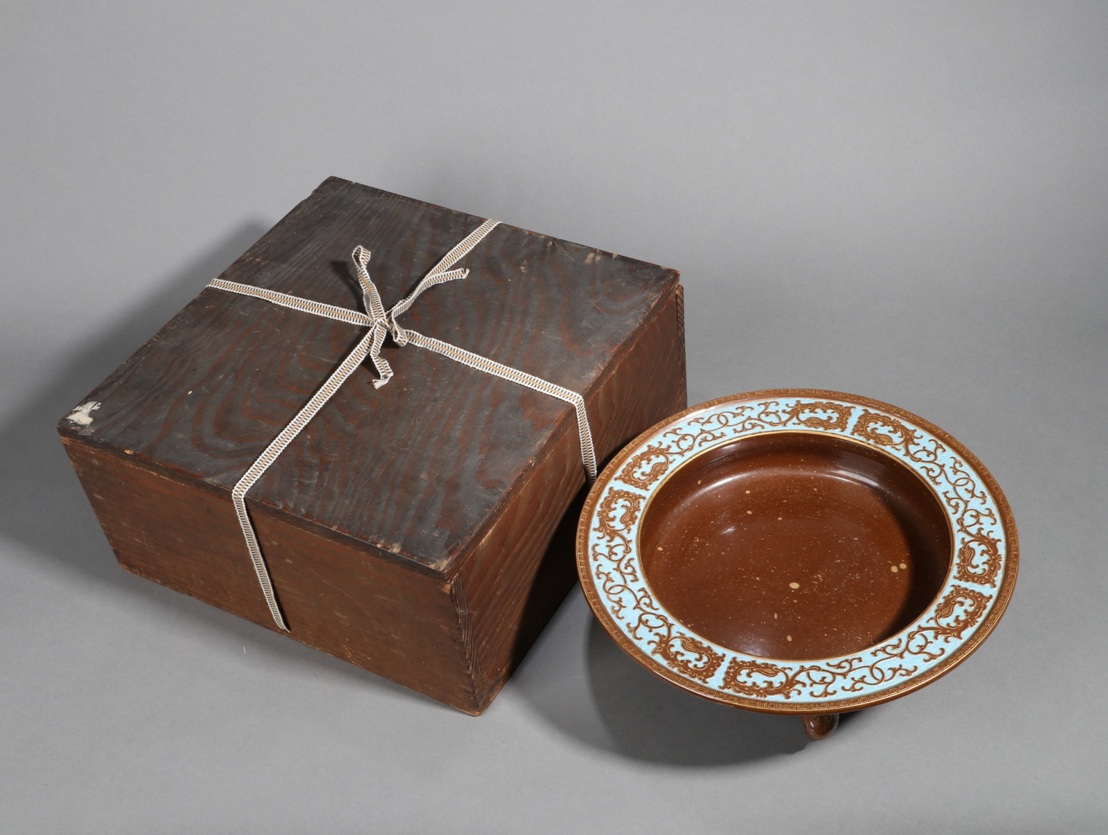 A BRONZE-IMITATION-GLAZED TRIPOD WASHER (1 of 9)