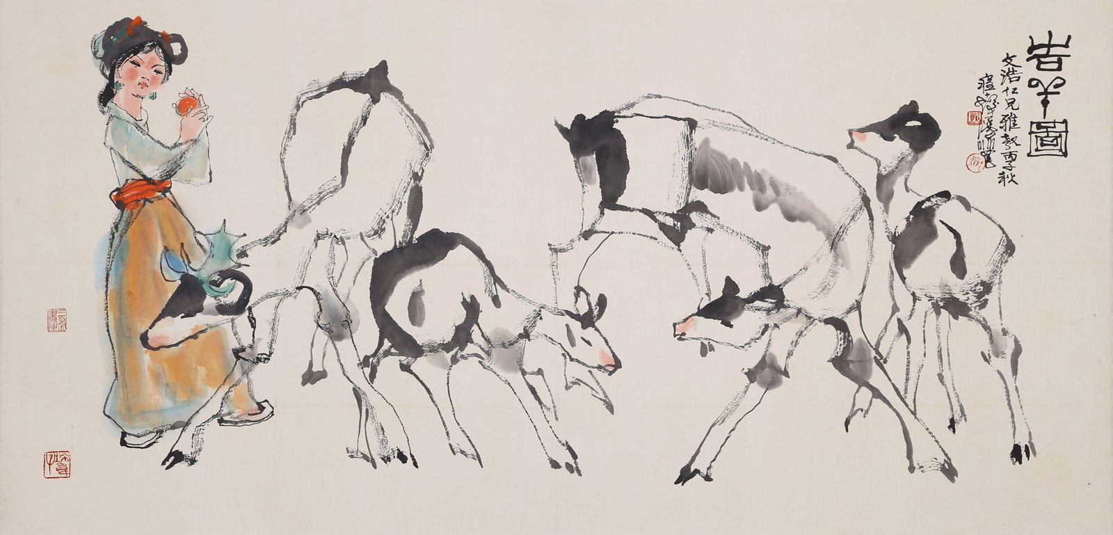 CHENG SHIFA, ATTRIBUTED TO, SHEEP, MOUNTED FOR FRAMING (1 of 7)