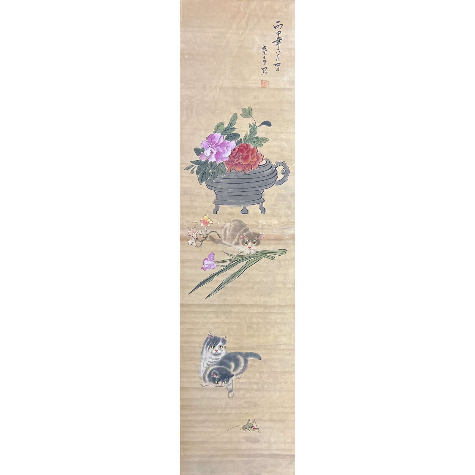 ANONYMOUS, CHINESE SCROLL PAINTING OF A CAT (1 of 6)
