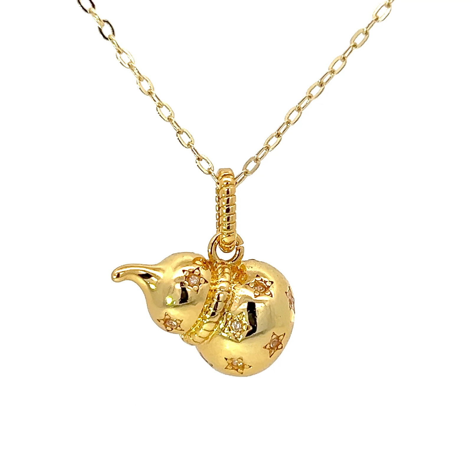 GOLD-PLATED SILVER NECKLACE: Gold-plated silver necklace. Pendant: 0.79"h x 0.28"d (2 x 0.7 cm) Necklace: 17.32"l (44 cm) Weight: 10.7 g
