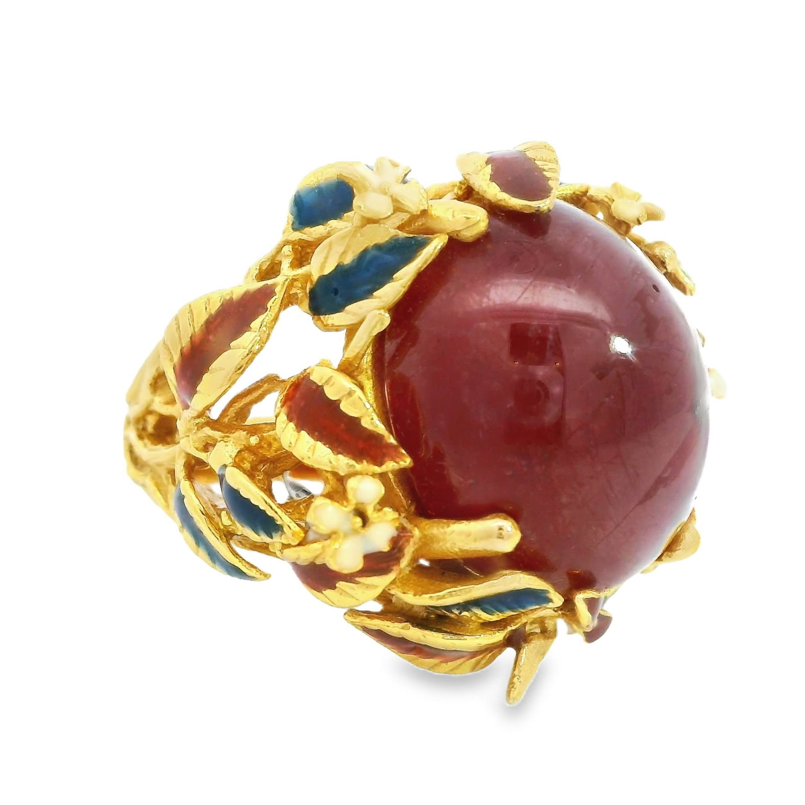RUBY AND GOLD-GILDED RING - 2