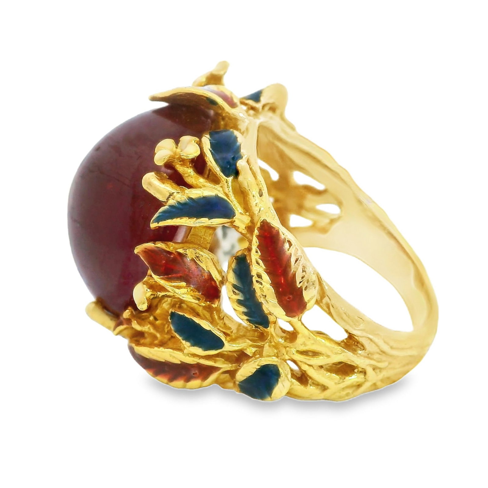 RUBY AND GOLD-GILDED RING - 4