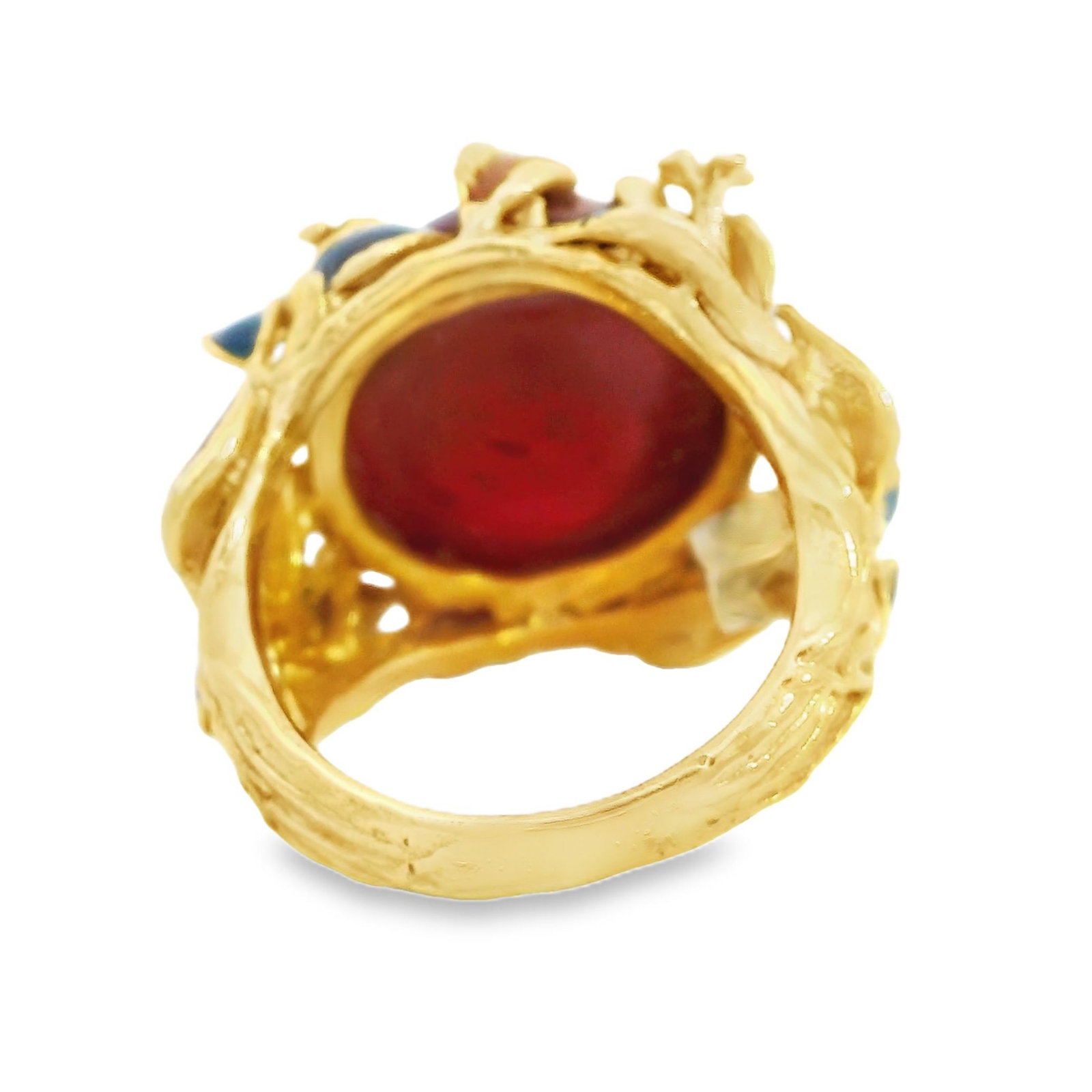 RUBY AND GOLD-GILDED RING - 5