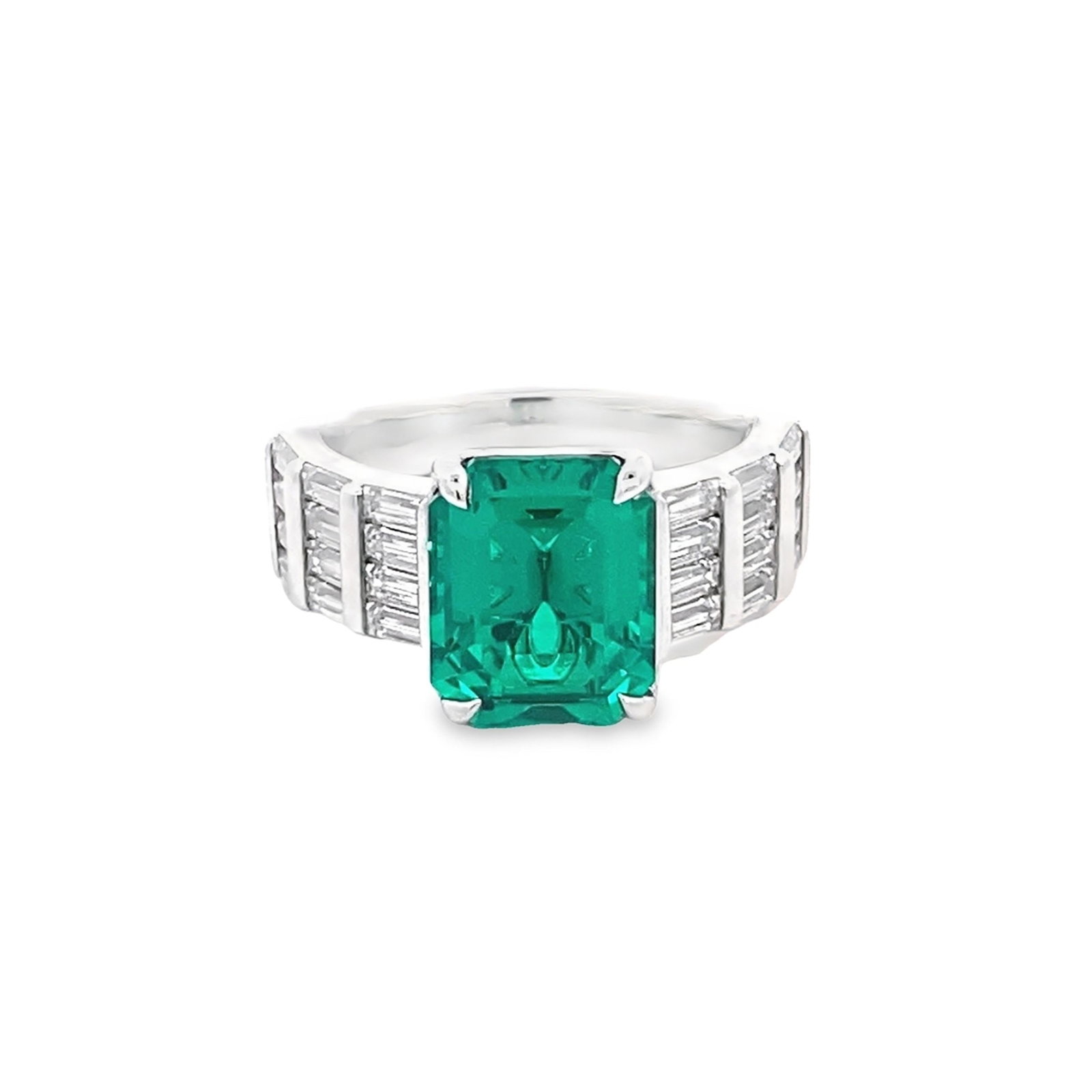 LAB EMERALD AND DIAMOND RING OVER STERLING SILVER (1 of 4)