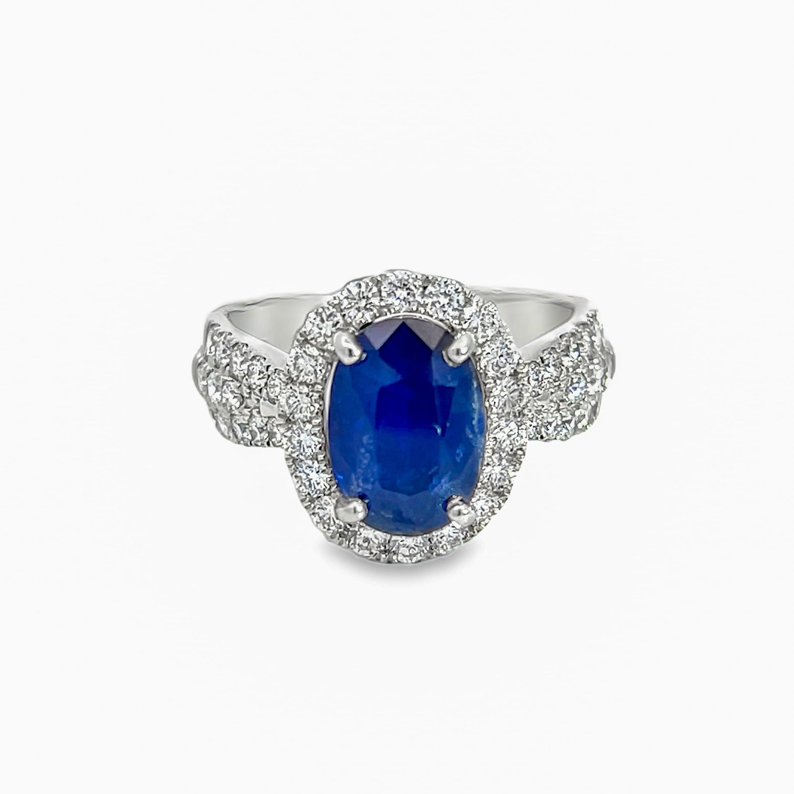 PLATINUM, SAPPHIRE AND DIAMOND RING WITH GGA & GIA (1 of 9)