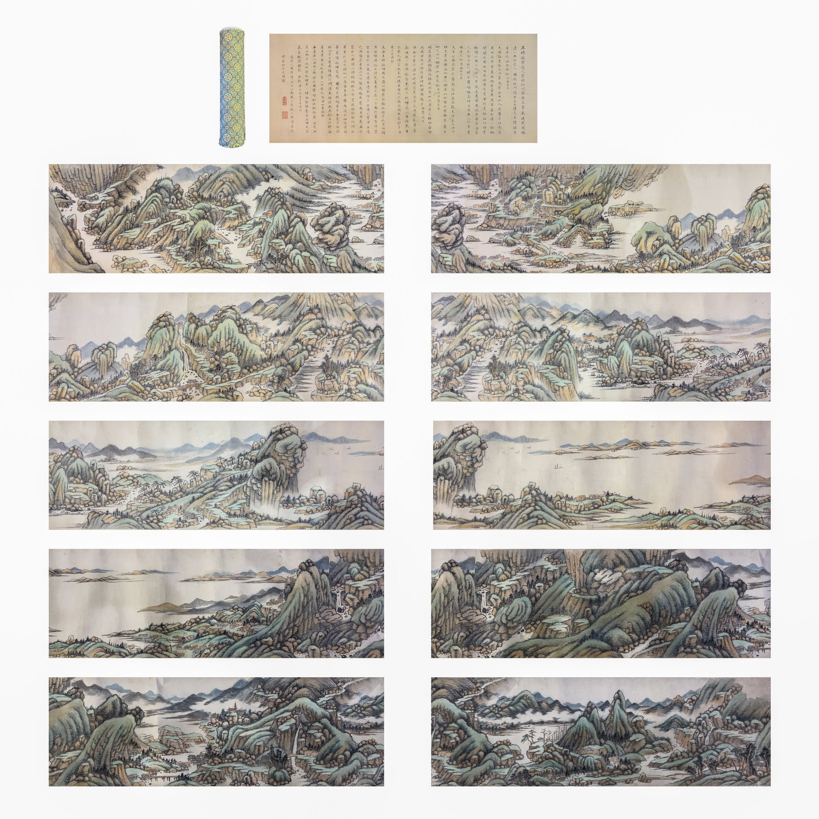 WANG SHIMIN (1592-1680), AFTER, CHINESE HANDSCROLL PAINTING OF LANDSCAPE