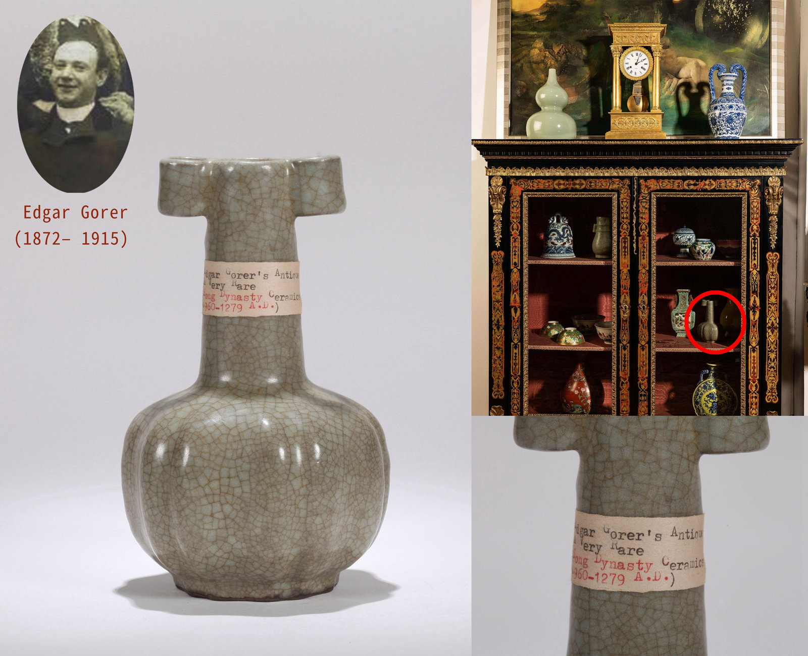A GE-TYPE LOBED LUG-HANDLED VASE (1 of 7)