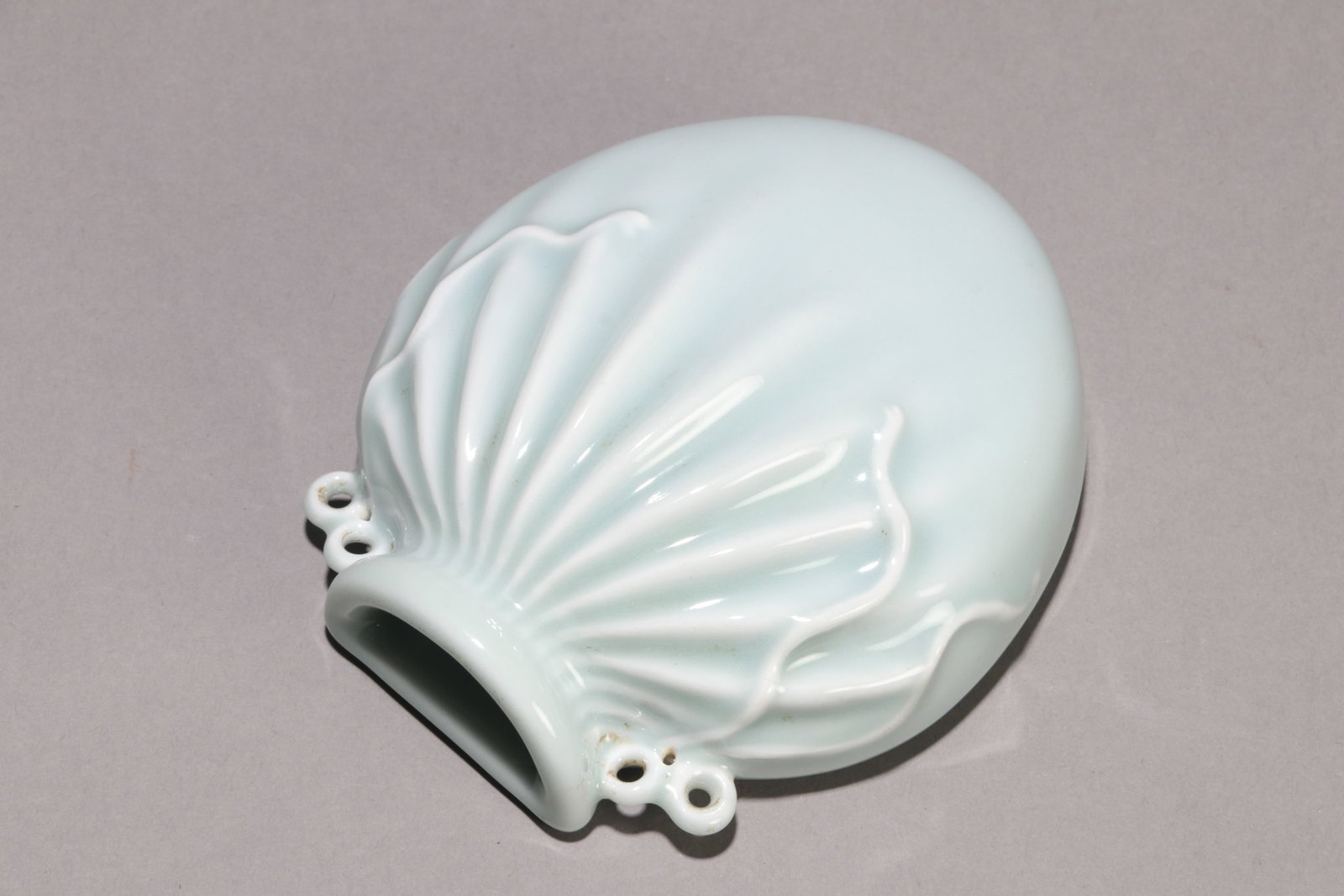 A CELADON-GLAZED BUNDLE-FORM WALL VASE - 2