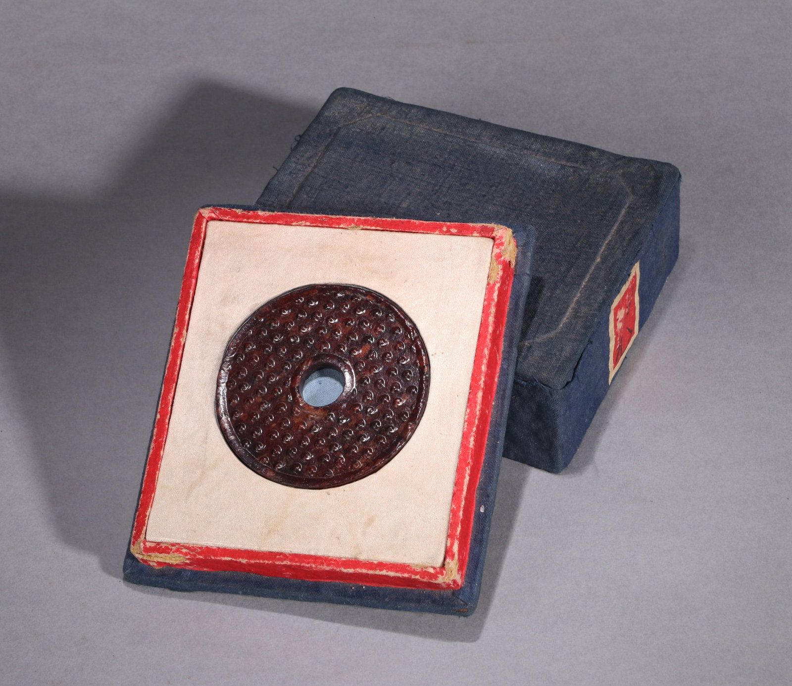 A JADE BI DISC WITH GRAIN PATTERN - 7