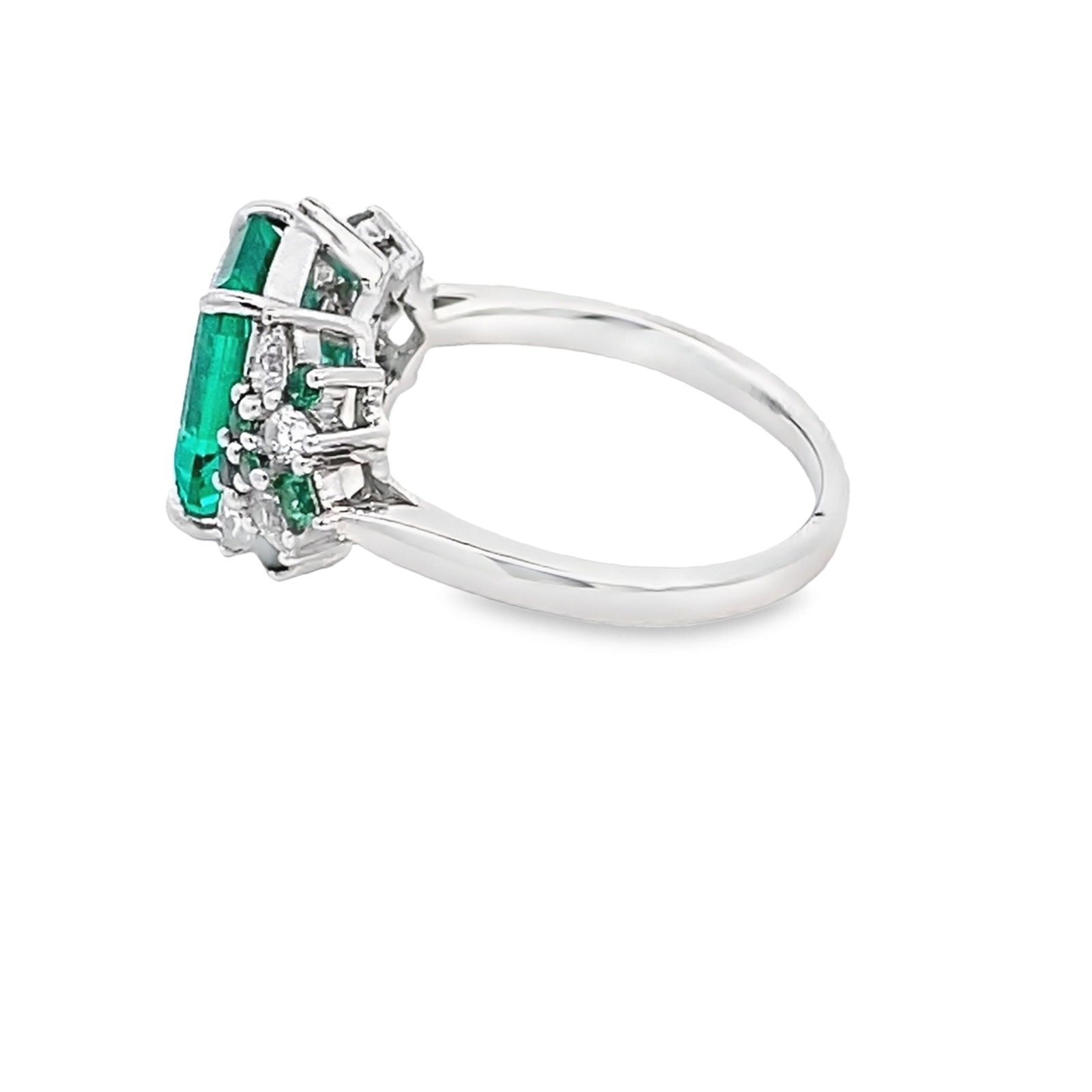 LAB EMERALD AND DIAMOND RING - 2