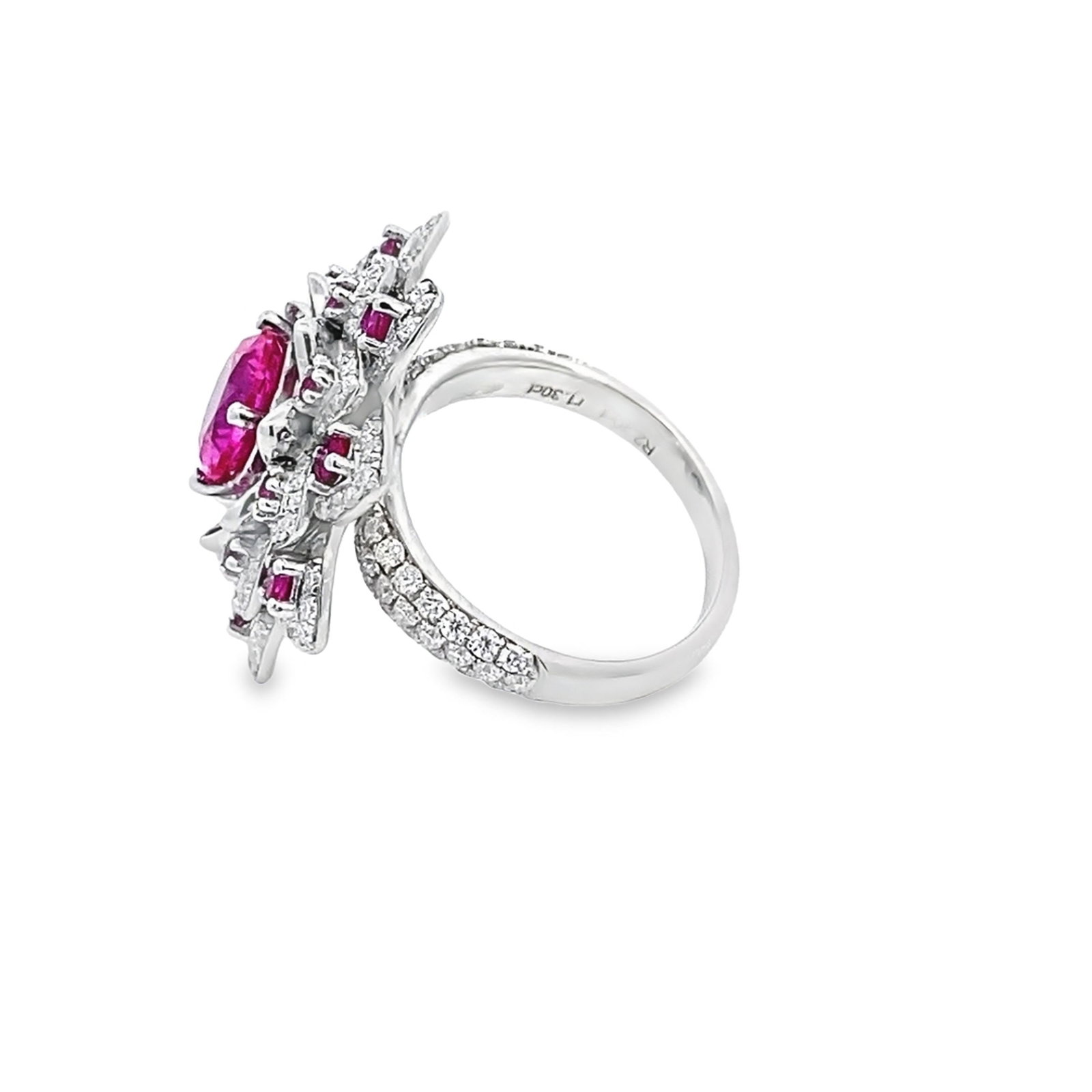 LAB RUBY AND DIAMOND RING - 2