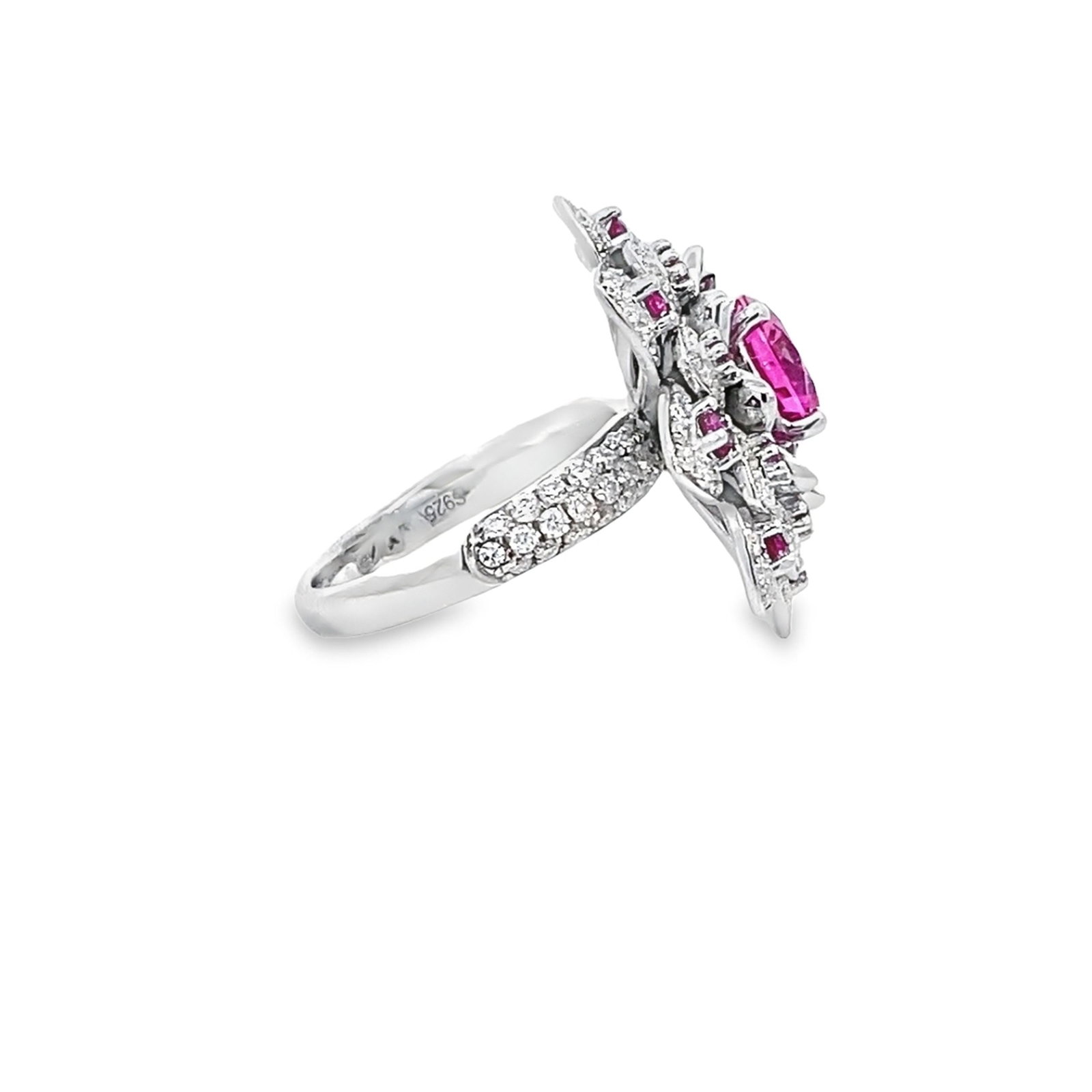 LAB RUBY AND DIAMOND RING - 4