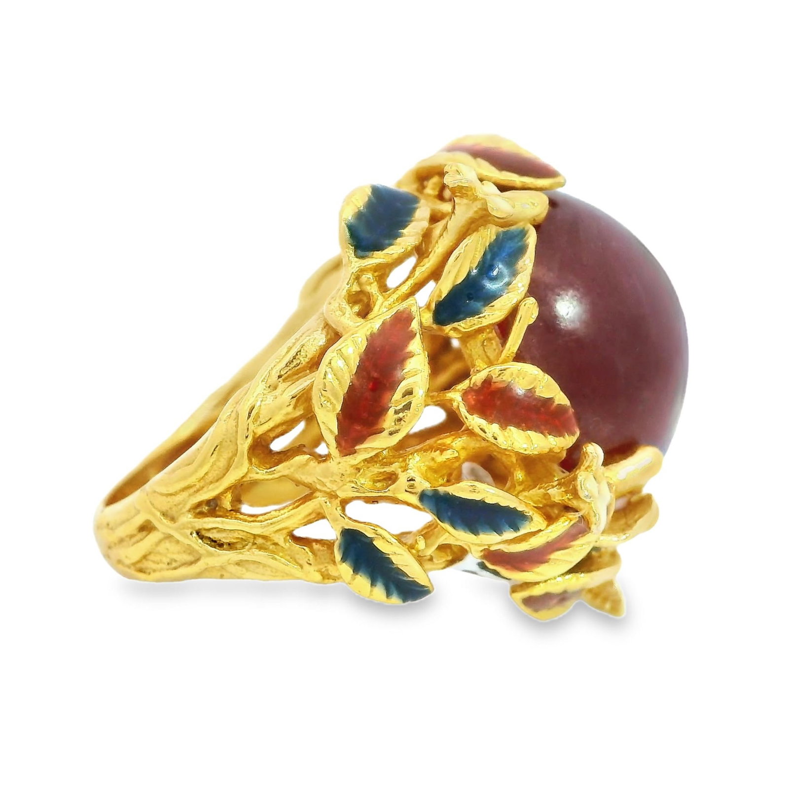 RUBY AND GOLD-GILDED RING - 6